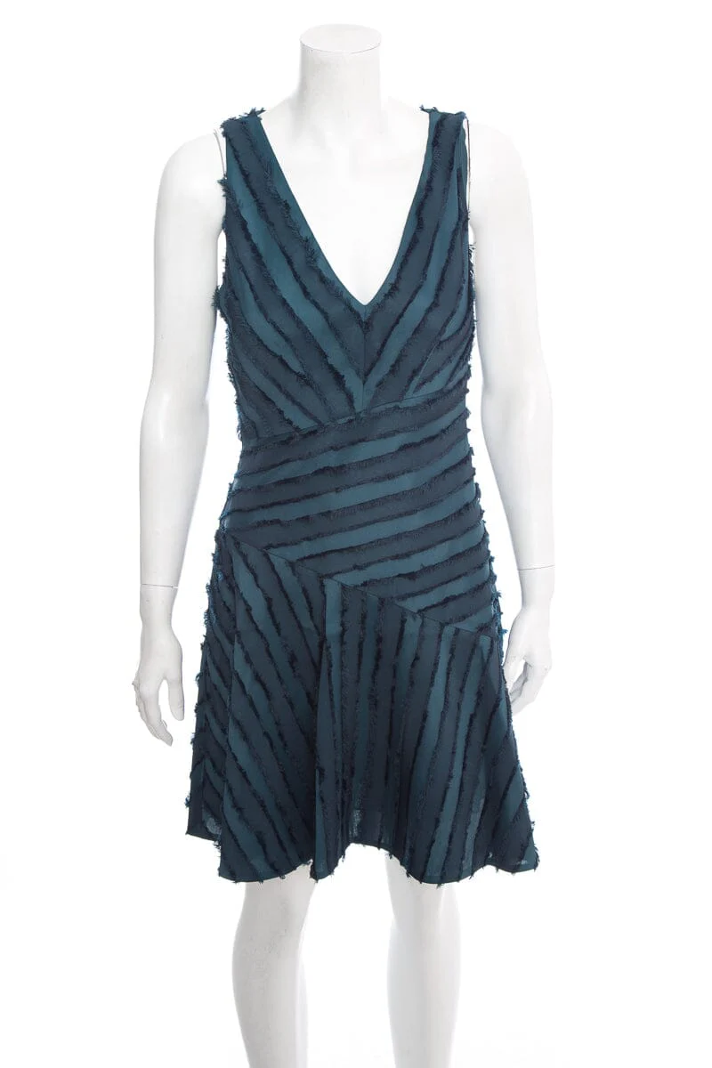 Rebecca Taylor Green Sleeveless Fringe Dress SZ 0 NWT