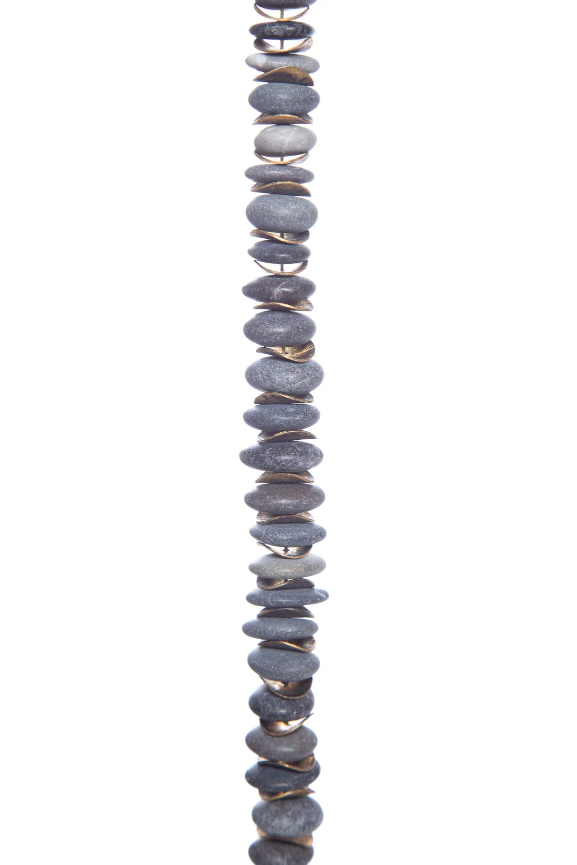 Rena Luxx Grey Stone and Silver and Gold Beaded Necklace NWT - Image 3