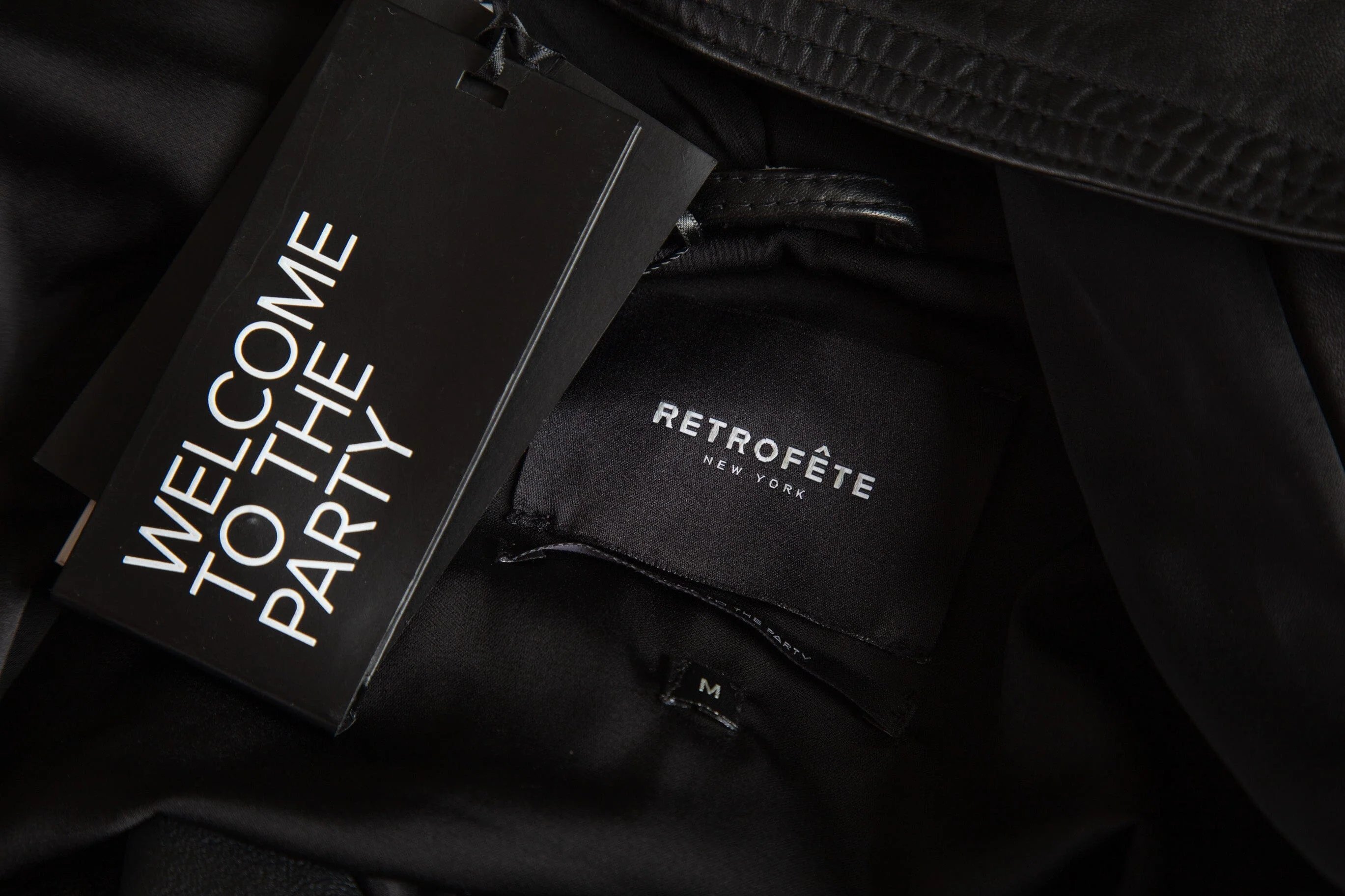 Retrofete Black Leather Double Breasted Hooded Coat SZ M NWT - Image 4