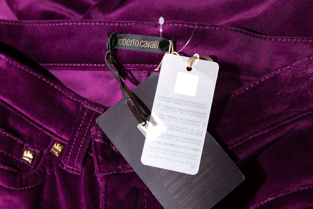 Roberto Cavalli Eggplant Velvet Pants SZ 40 NWT - Image 5