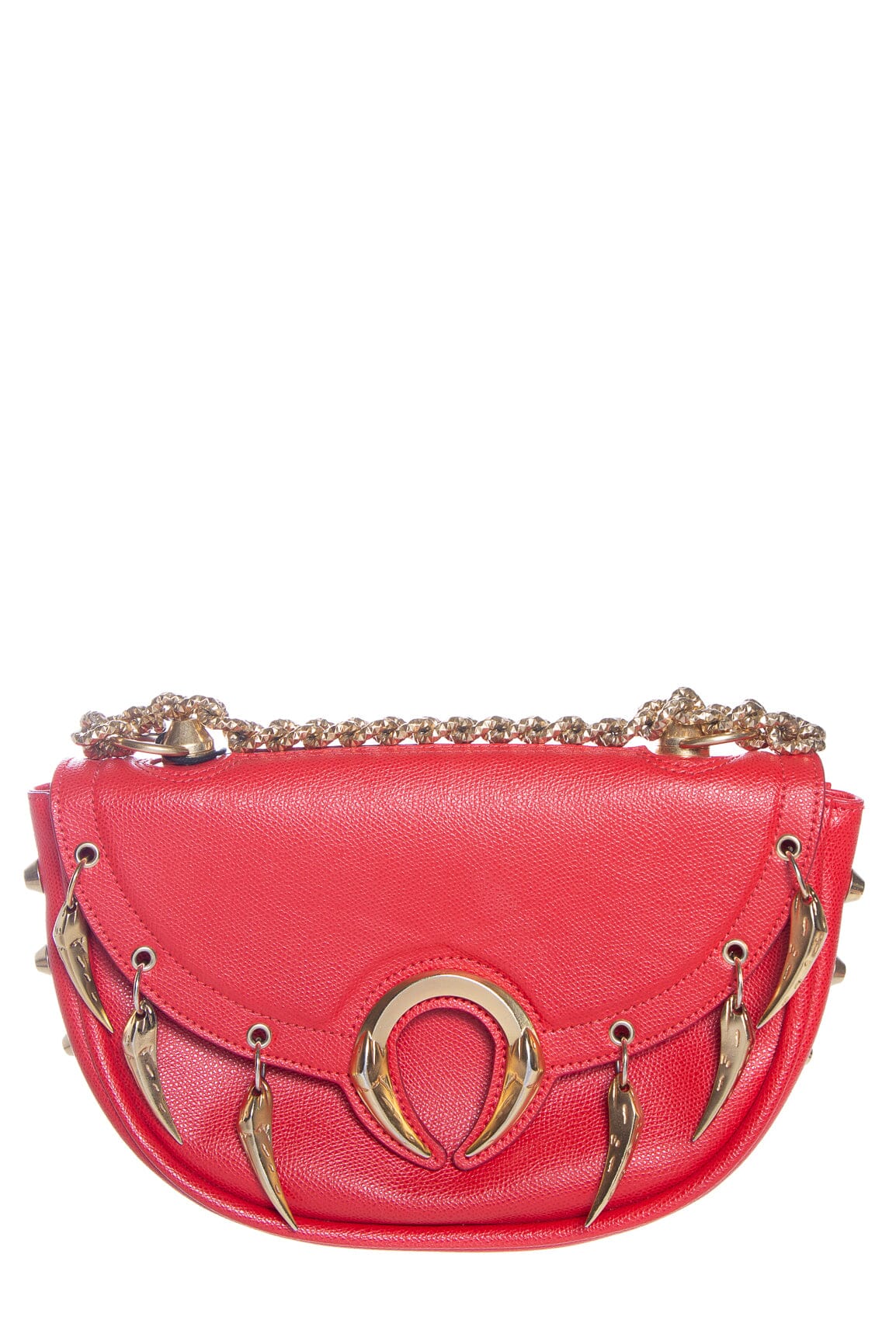 Roberto Cavalli Red Leather Tiger Tooth Handbag