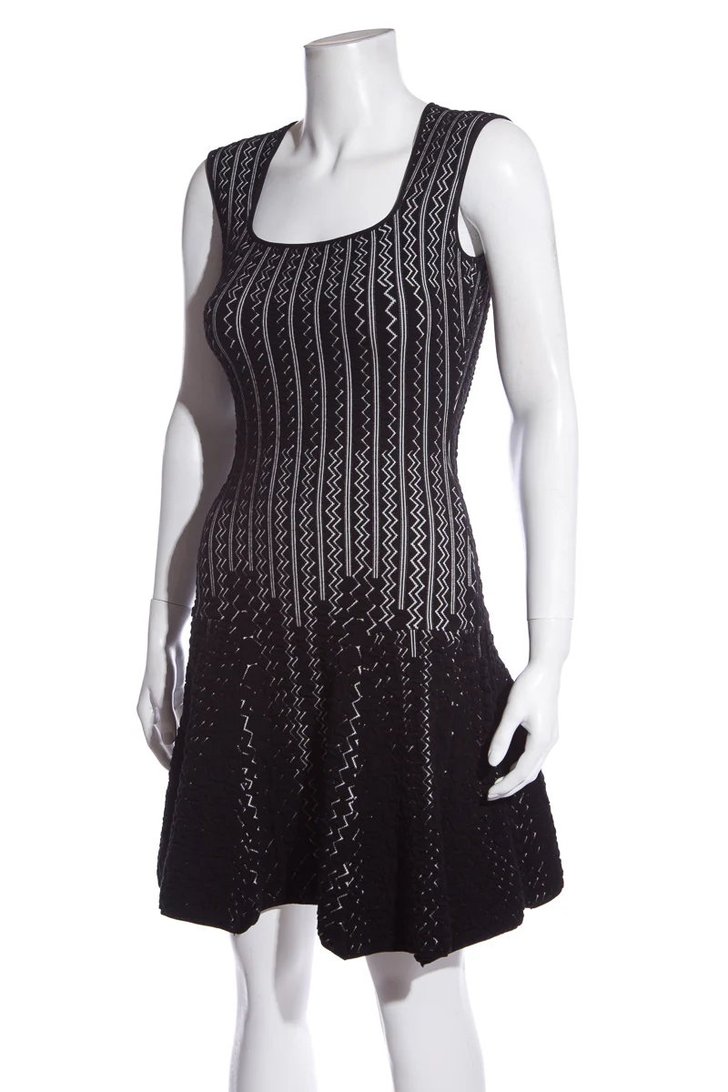 RVN Black & White Sleeveless A-Line Dress SZ S - Image 4