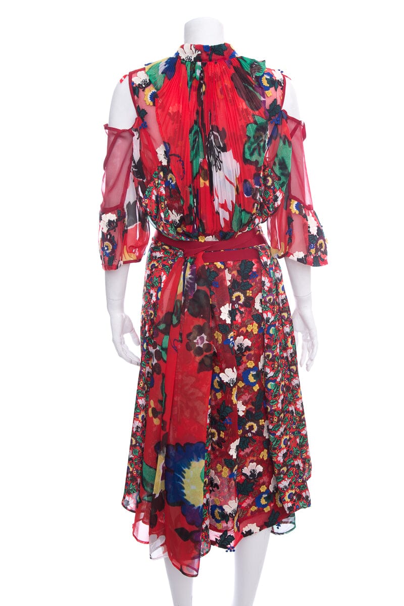 Sacai Red & Multi Dress SZ 3 - Image 3