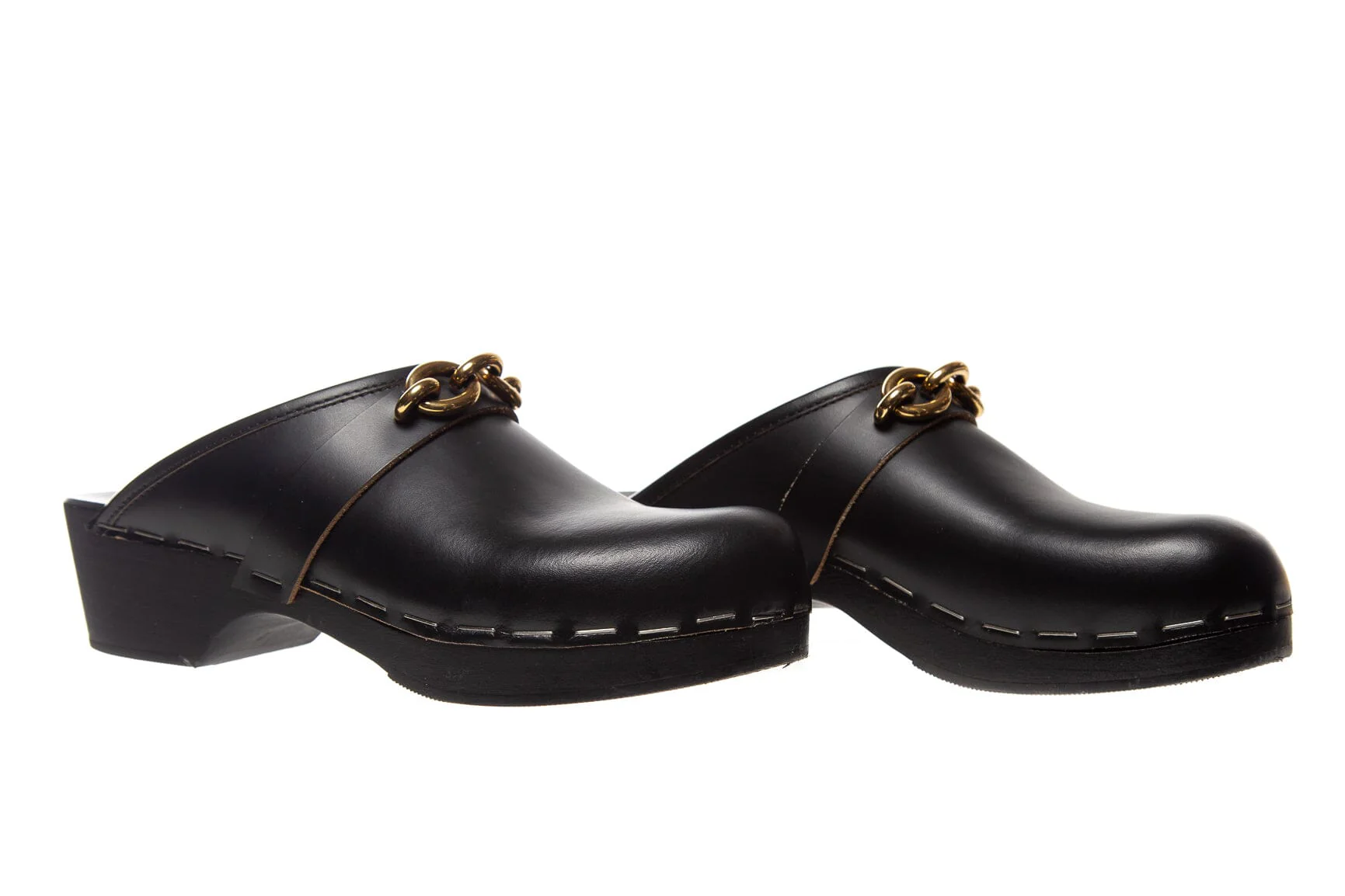 Saint Laurent Black Leather Clogs SZ 39 - Image 3