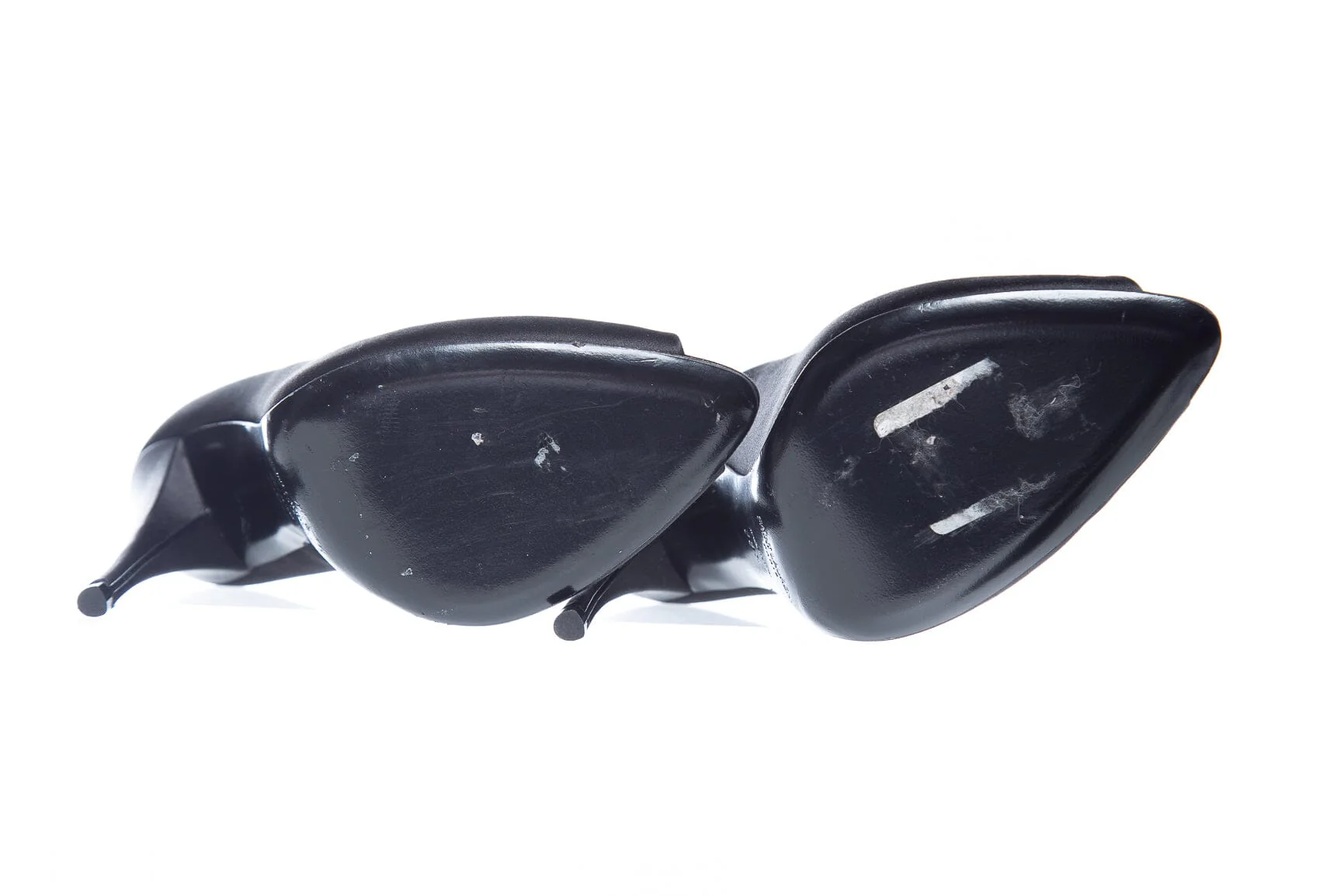 Saint Laurent Black Satin Peep Toe Heels SZ 38.5 - Image 6