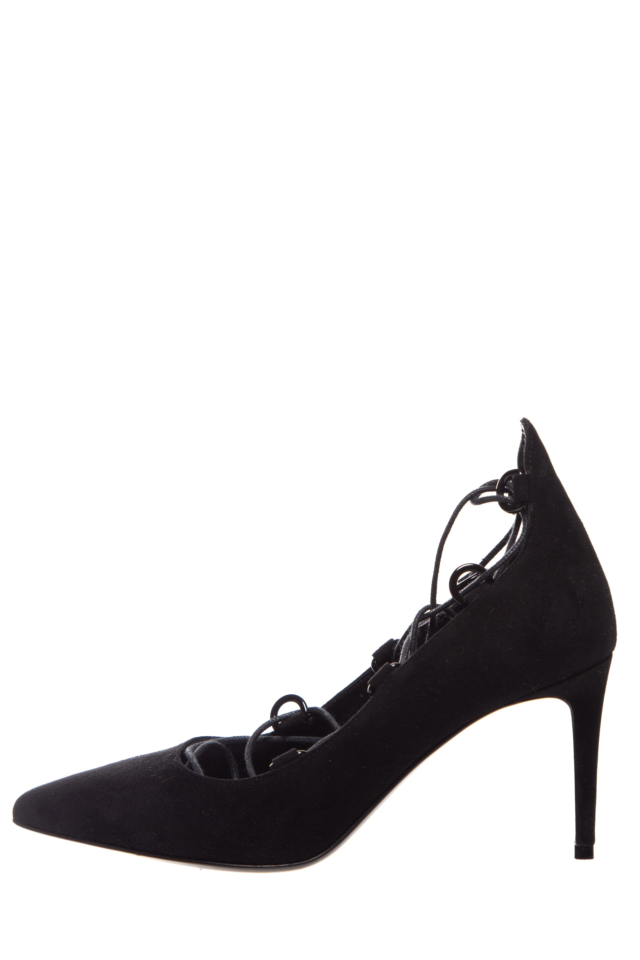 Saint Laurent Black Suede Lace Up Heels SZ 35.5