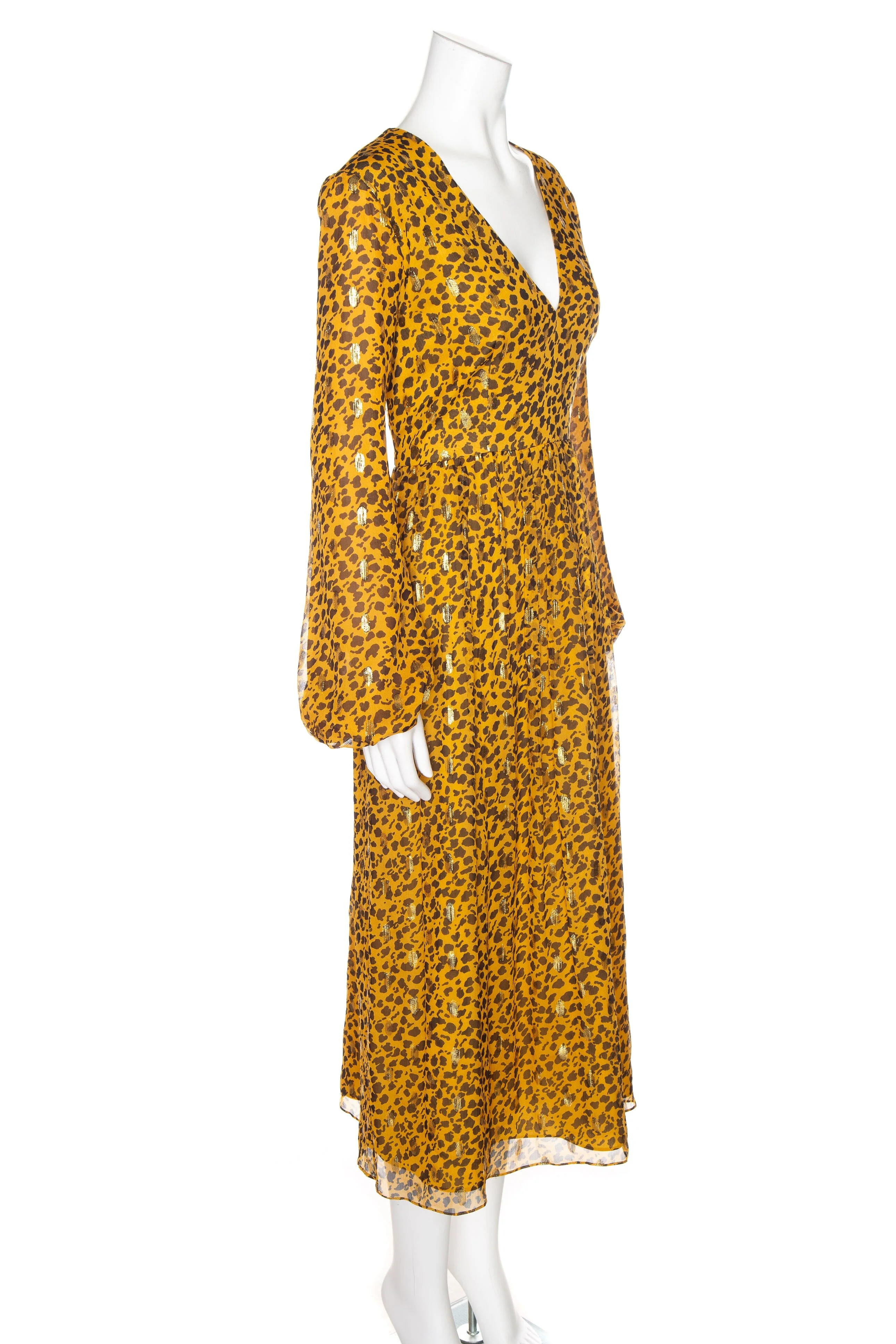 Saloni Yellow Leopard Print Dress SZ 10 - Image 2