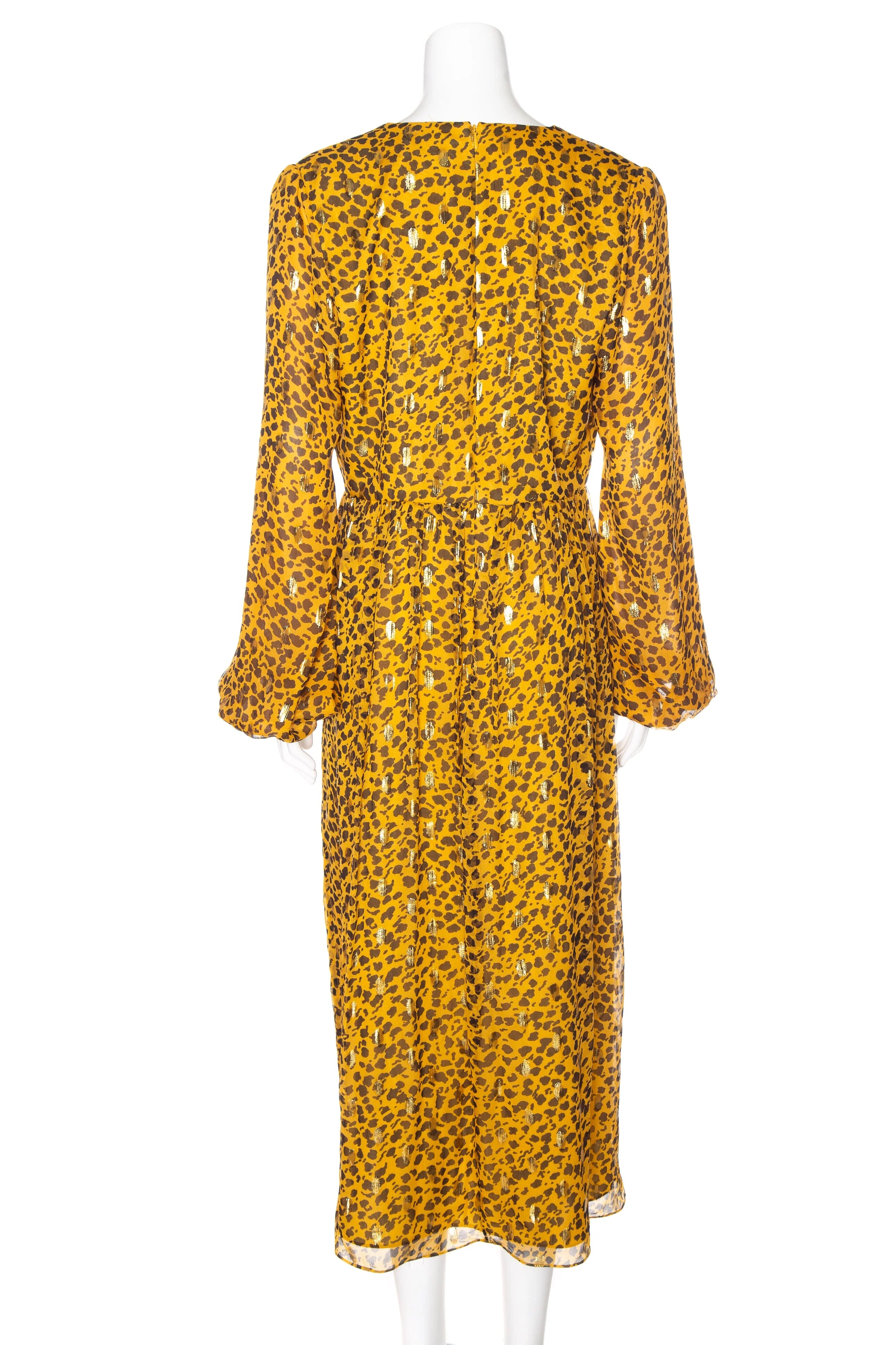 Saloni Yellow Leopard Print Dress SZ 10 - Image 3