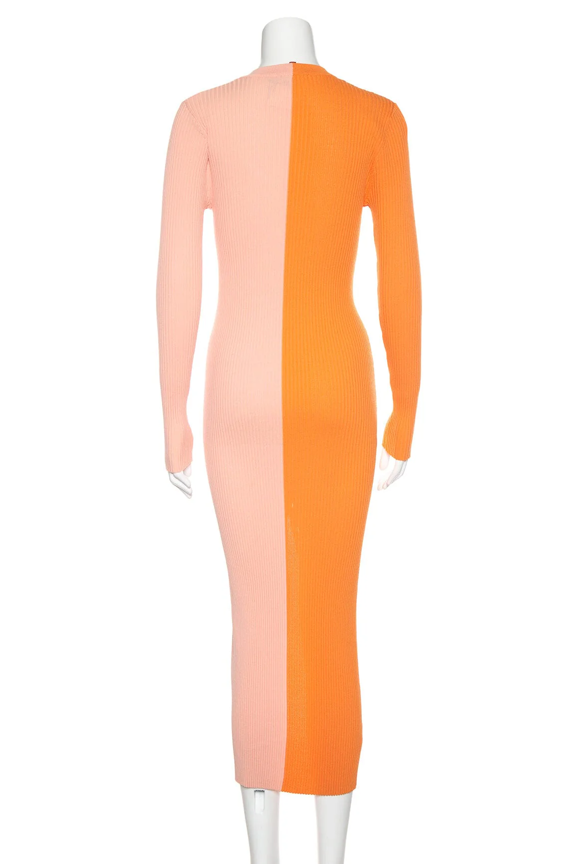 Staud Orange & Pink Bi-Color Ribbed Button Down Dress SZ S - Image 3