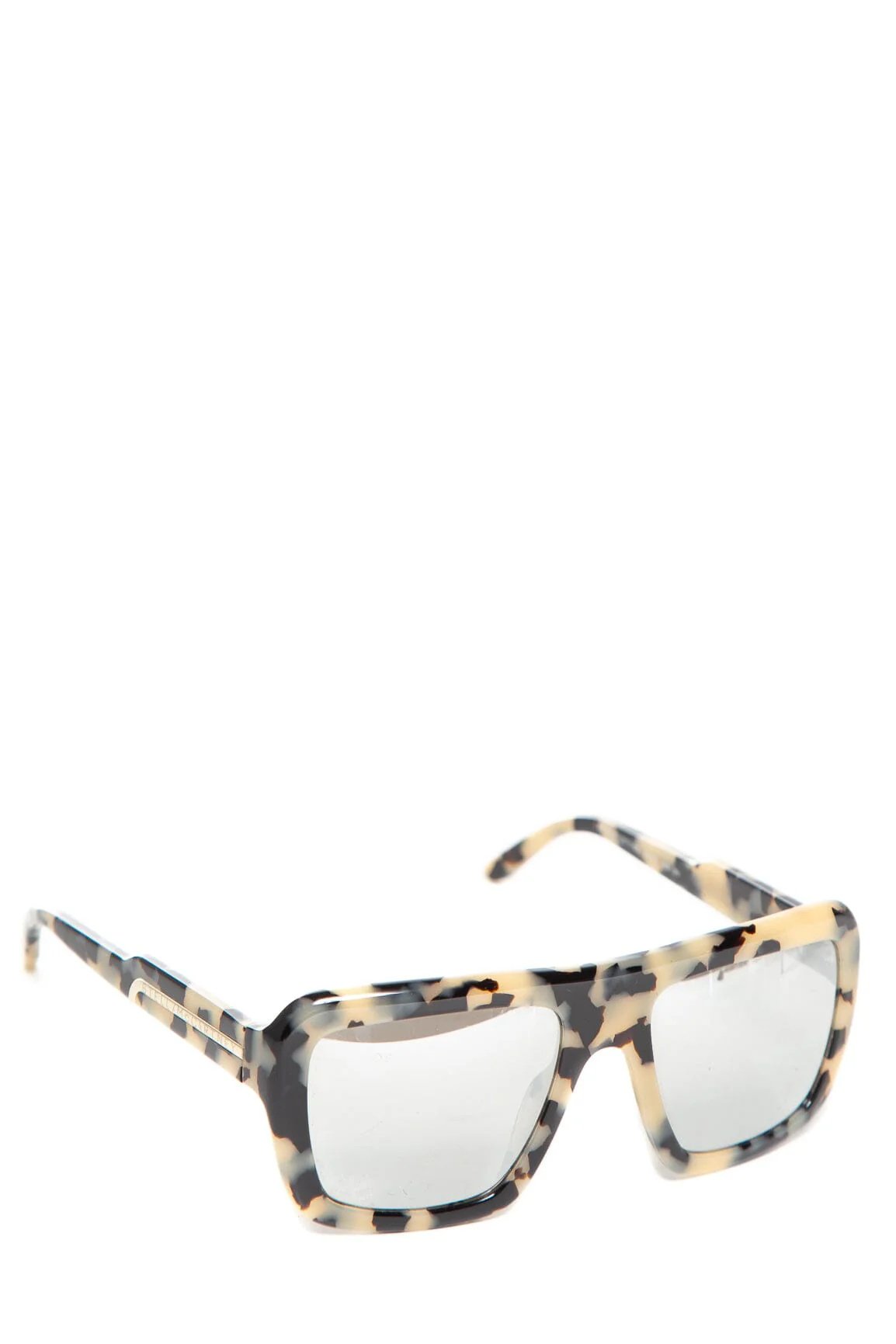 Stella McCartney Black and Beige Pattern Square Oversize Frame Sunglasses