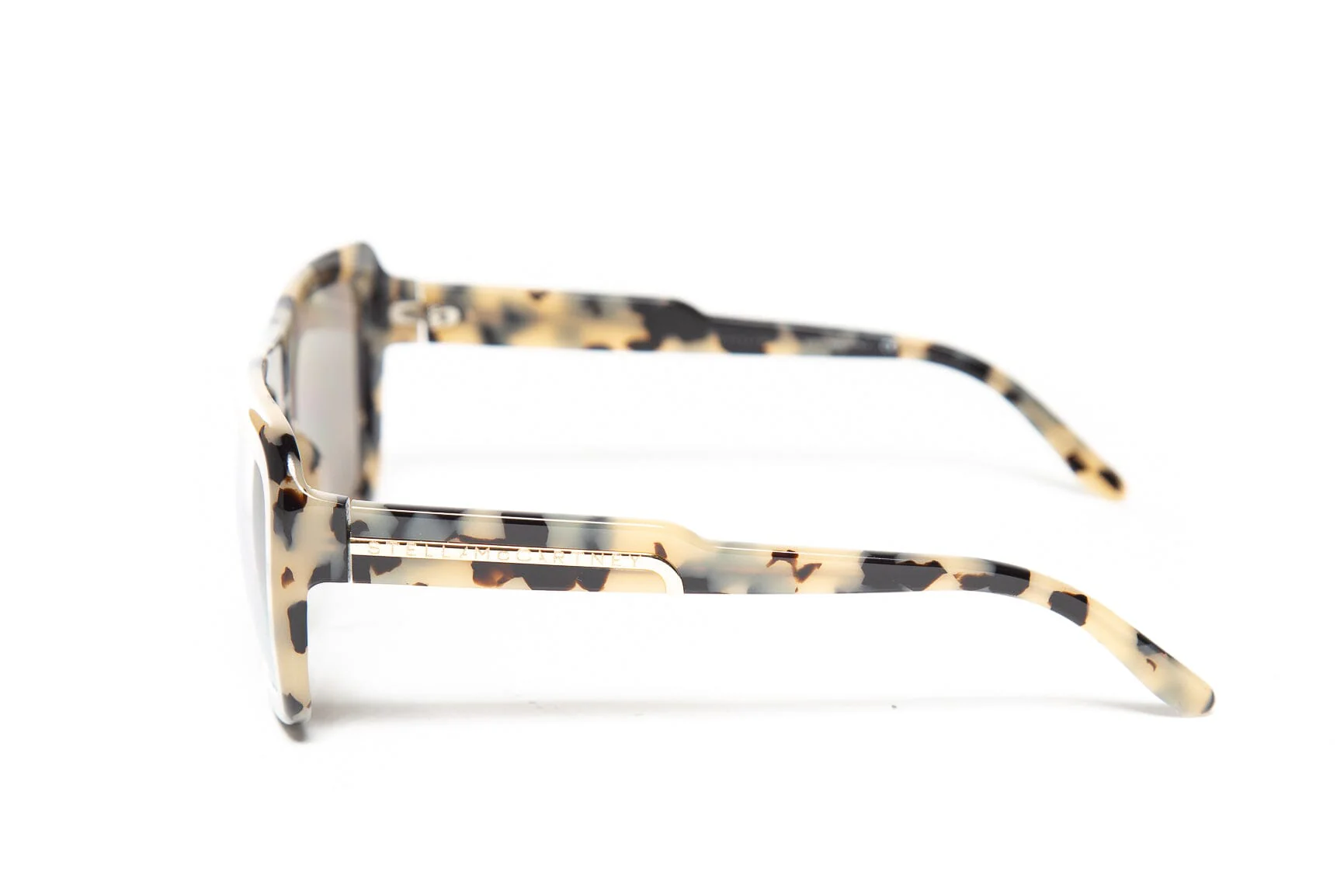 Stella McCartney Black and Beige Pattern Square Oversize Frame Sunglasses - Image 5
