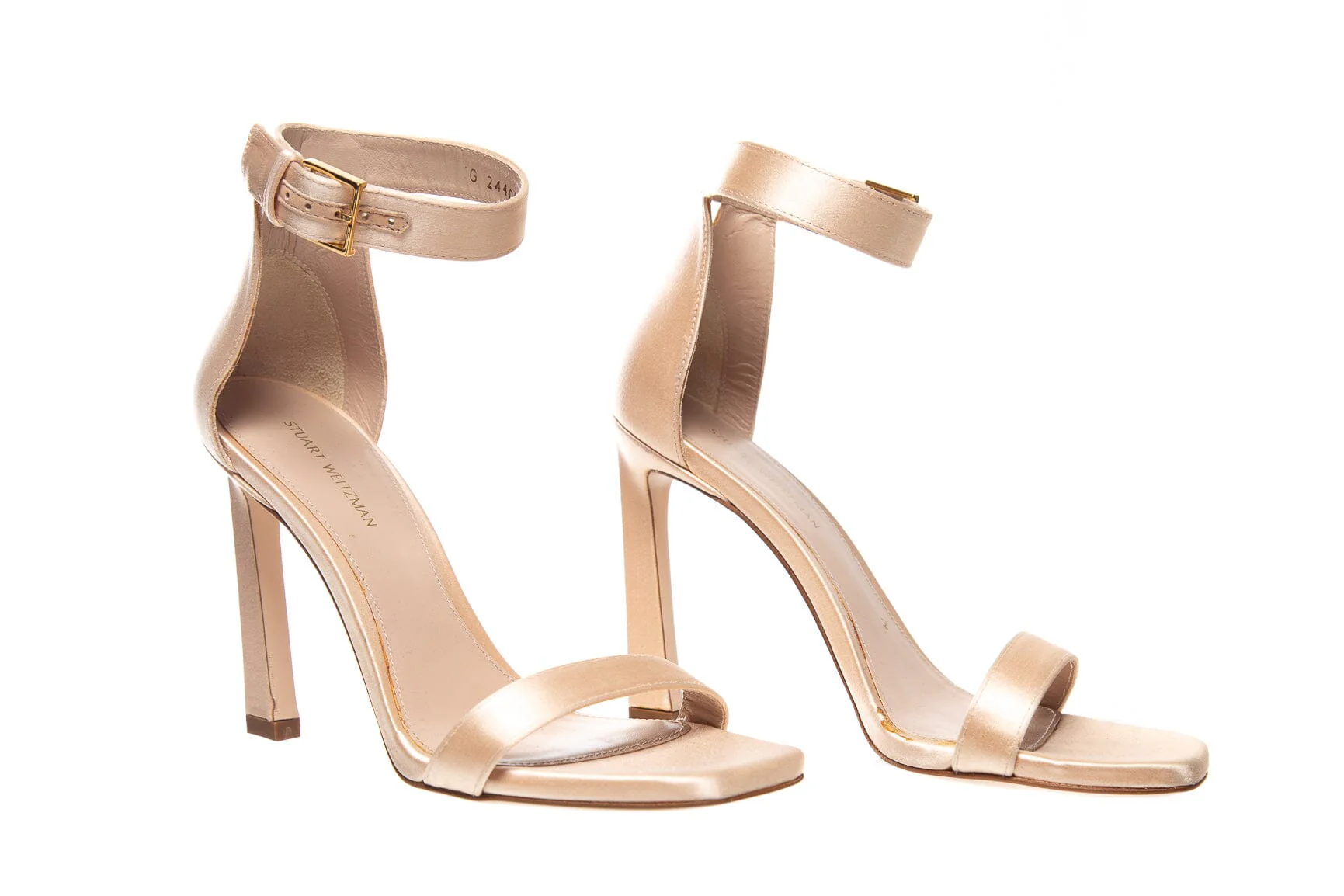 Stuart Weitzman Square Toe Satin Blush Heels SZ 6 - Image 3