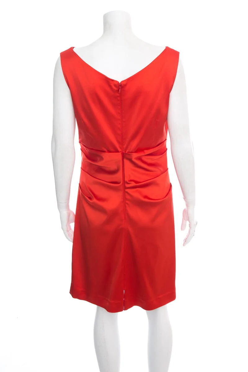 Talbot Runhof Red Satin Sleeveless Fitted Dress Size 14 - Image 3