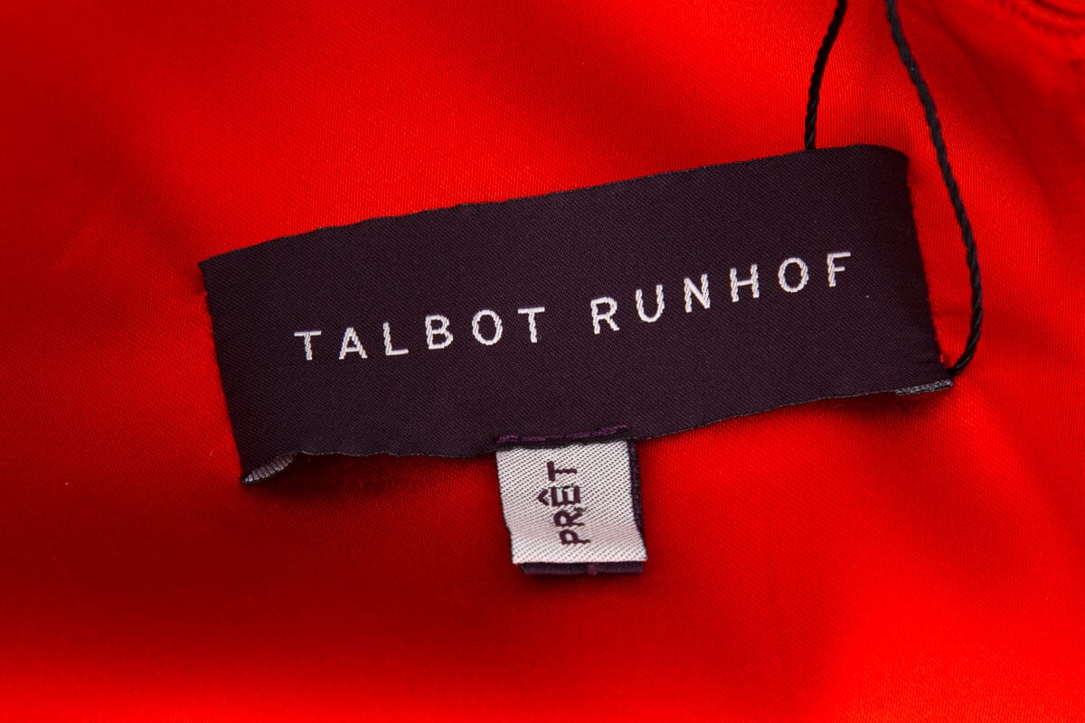 Talbot Runhof Red Satin Sleeveless Fitted Dress Size 14 - Image 4