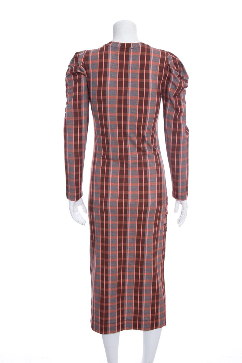 Tanya Taylor Orange Plaid Knit Dress SZ XS - Image 3