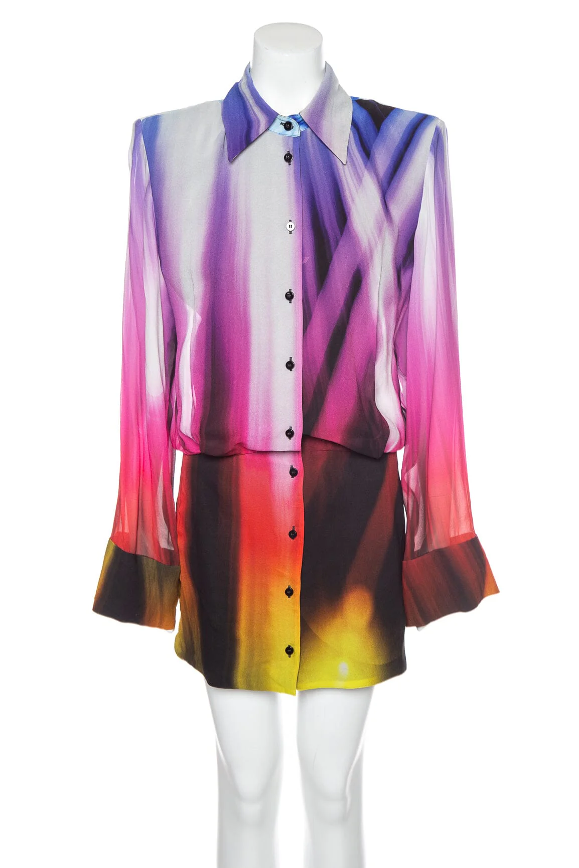 The Attico Multicolor Long Sleeve Button Down Dress SZ 40 NWT