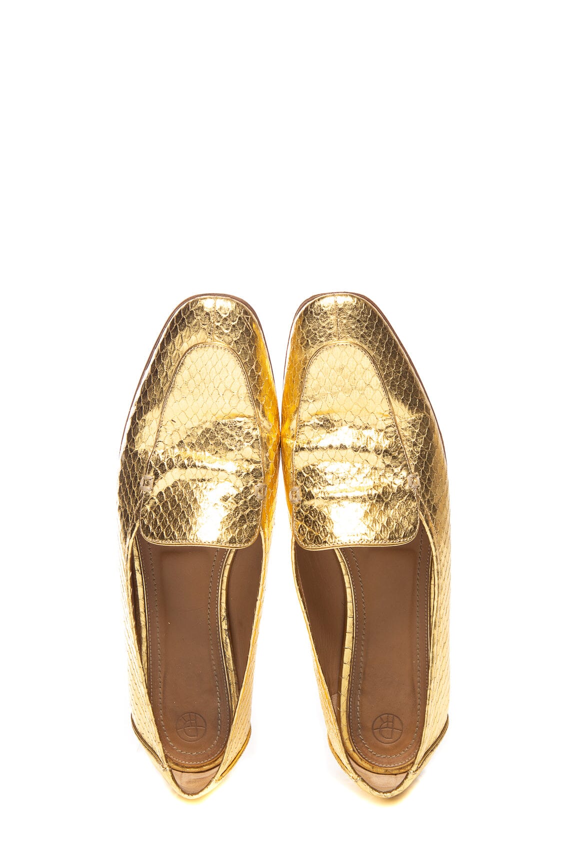 The Row Gold Metallic Embossed Loafers SZ 40 - Image 2