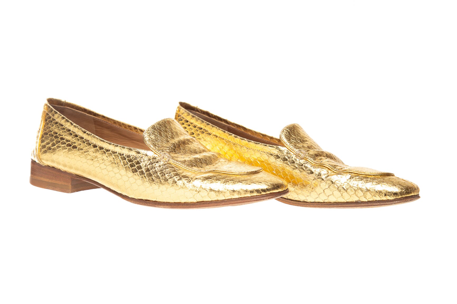 The Row Gold Metallic Embossed Loafers SZ 40 - Image 3