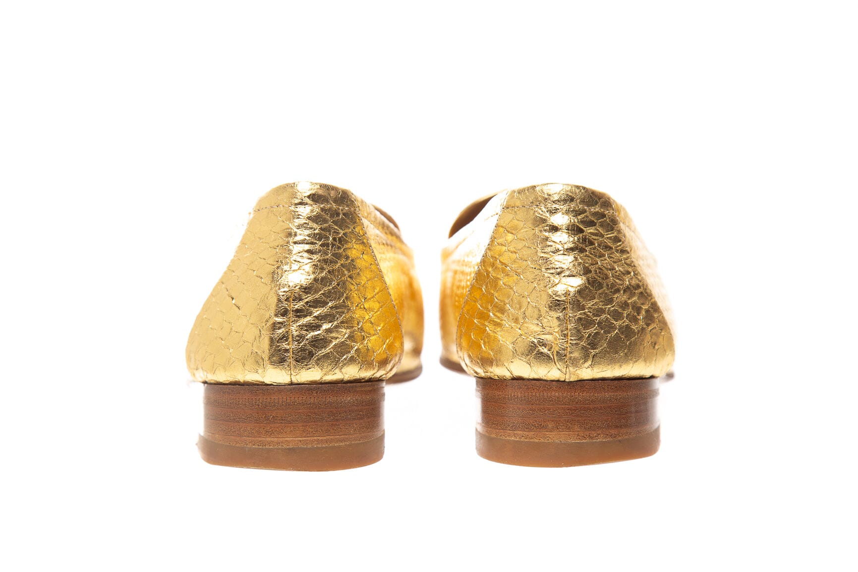 The Row Gold Metallic Embossed Loafers SZ 40 - Image 4