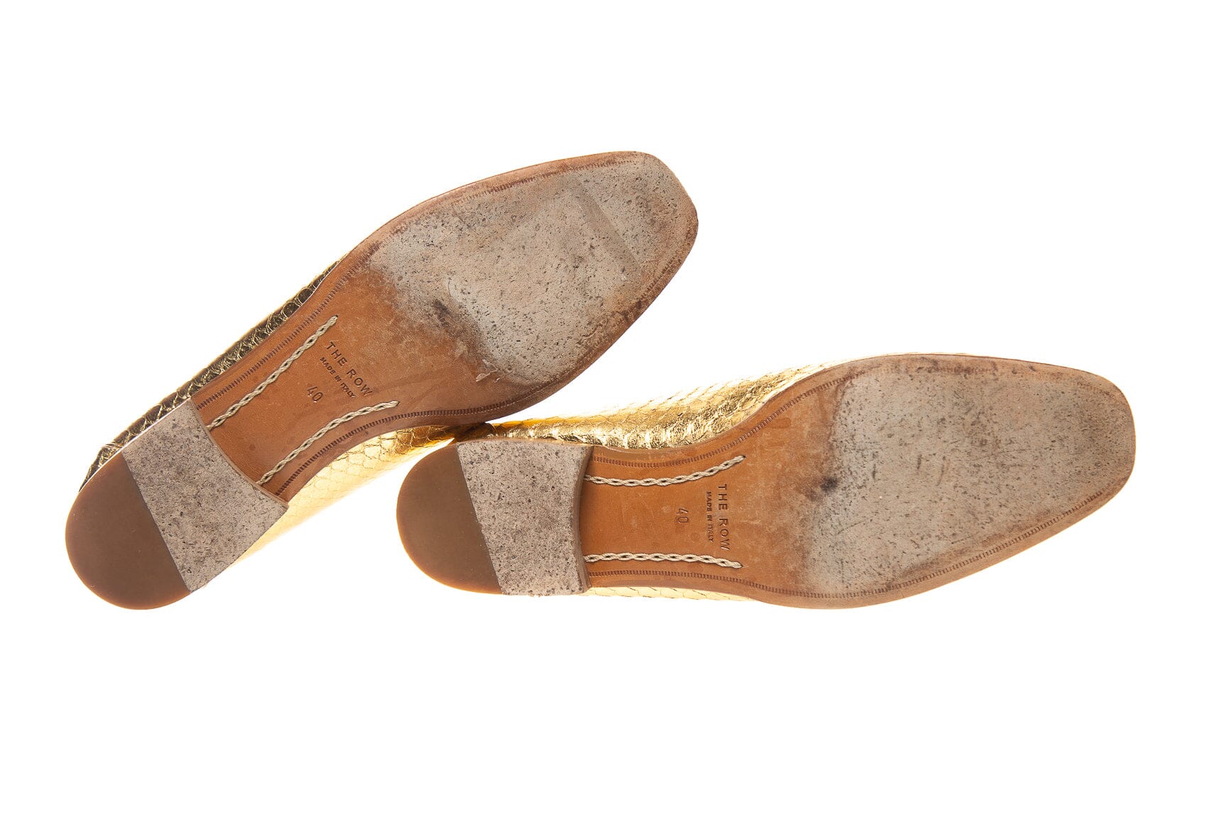 The Row Gold Metallic Embossed Loafers SZ 40 - Image 5