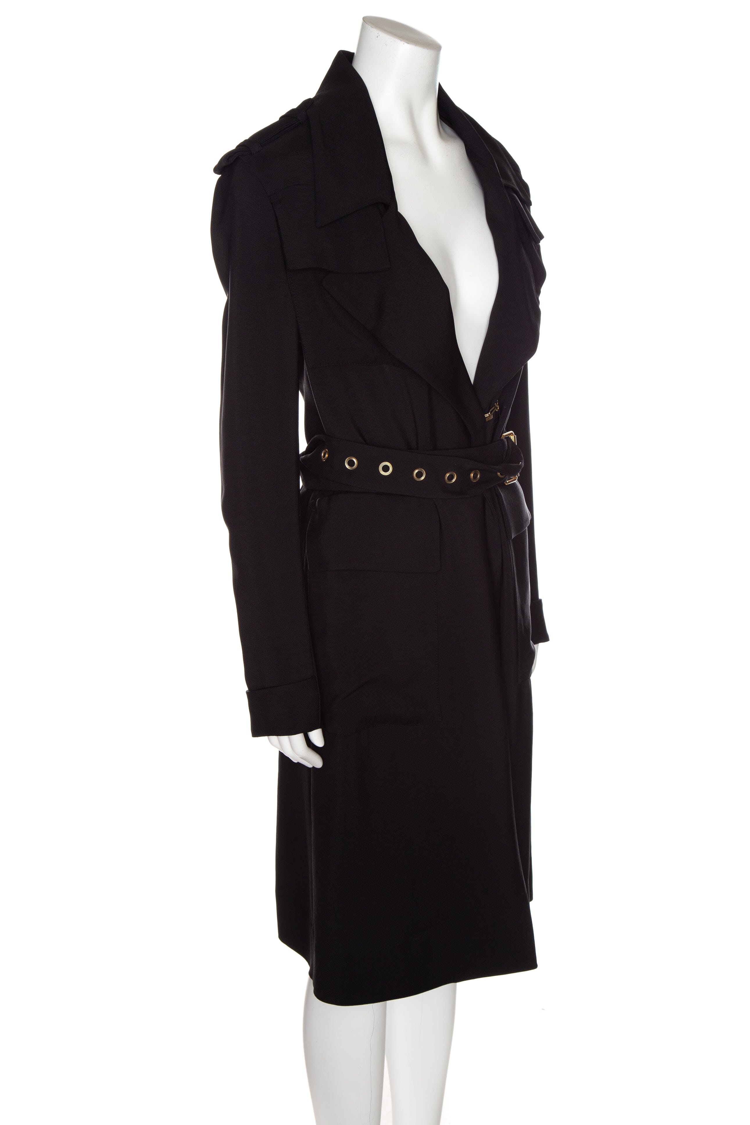 Tom Ford Black Long Belted Coat SZ 40 - Image 2