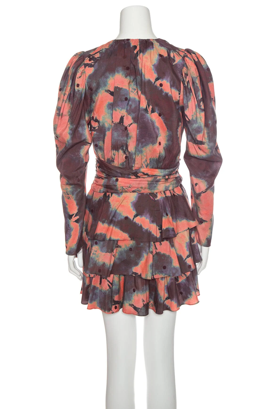 Ulla Johnson Pink and Purple Tie-Dye Ruffle Mini Dress SZ 4 - Image 3