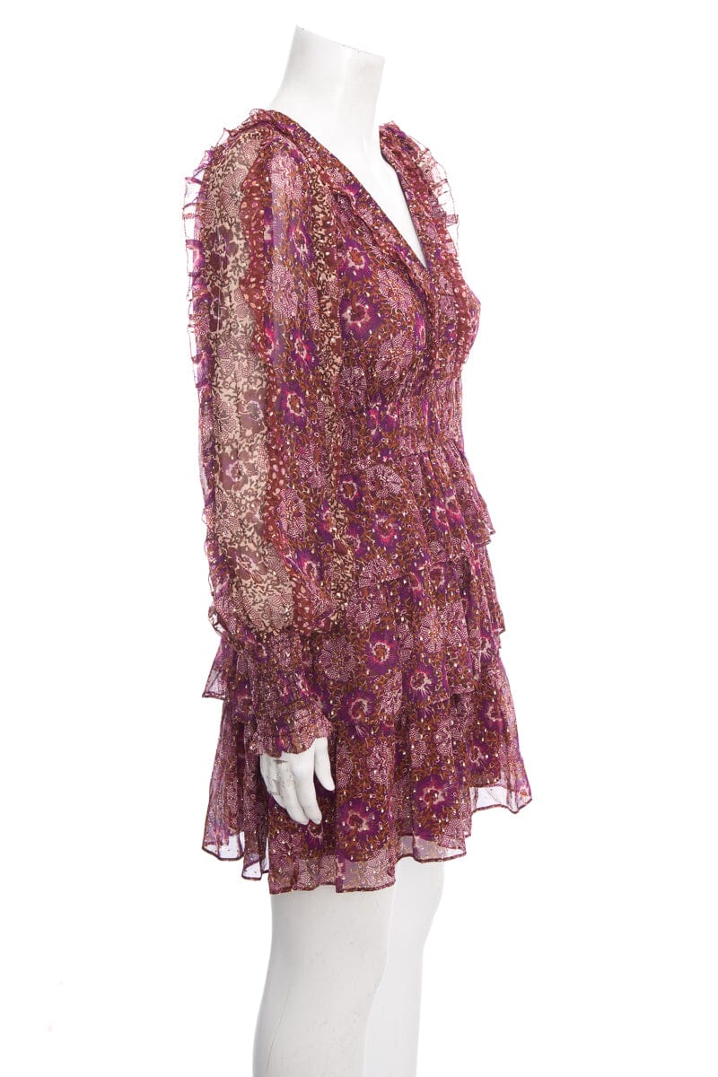 Ulla Johnson Purple Printed Ruffle Dress SZ 0 - Image 2