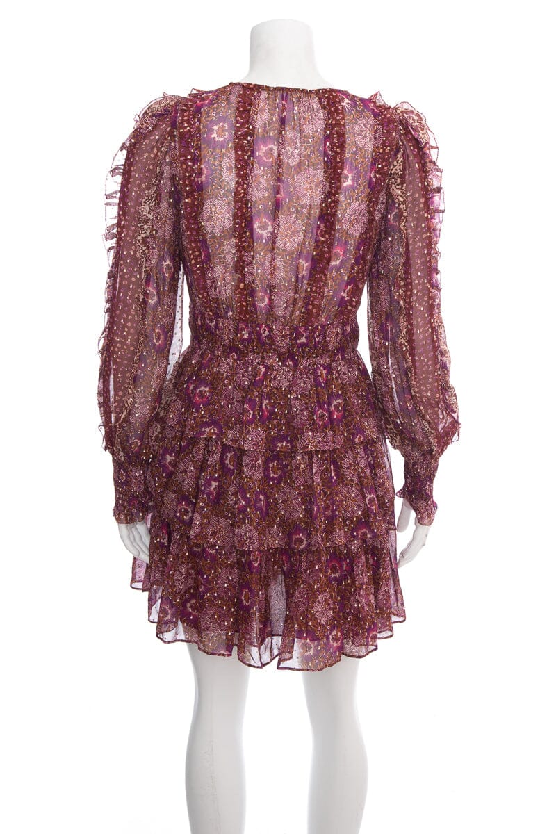 Ulla Johnson Purple Printed Ruffle Dress SZ 0 - Image 3
