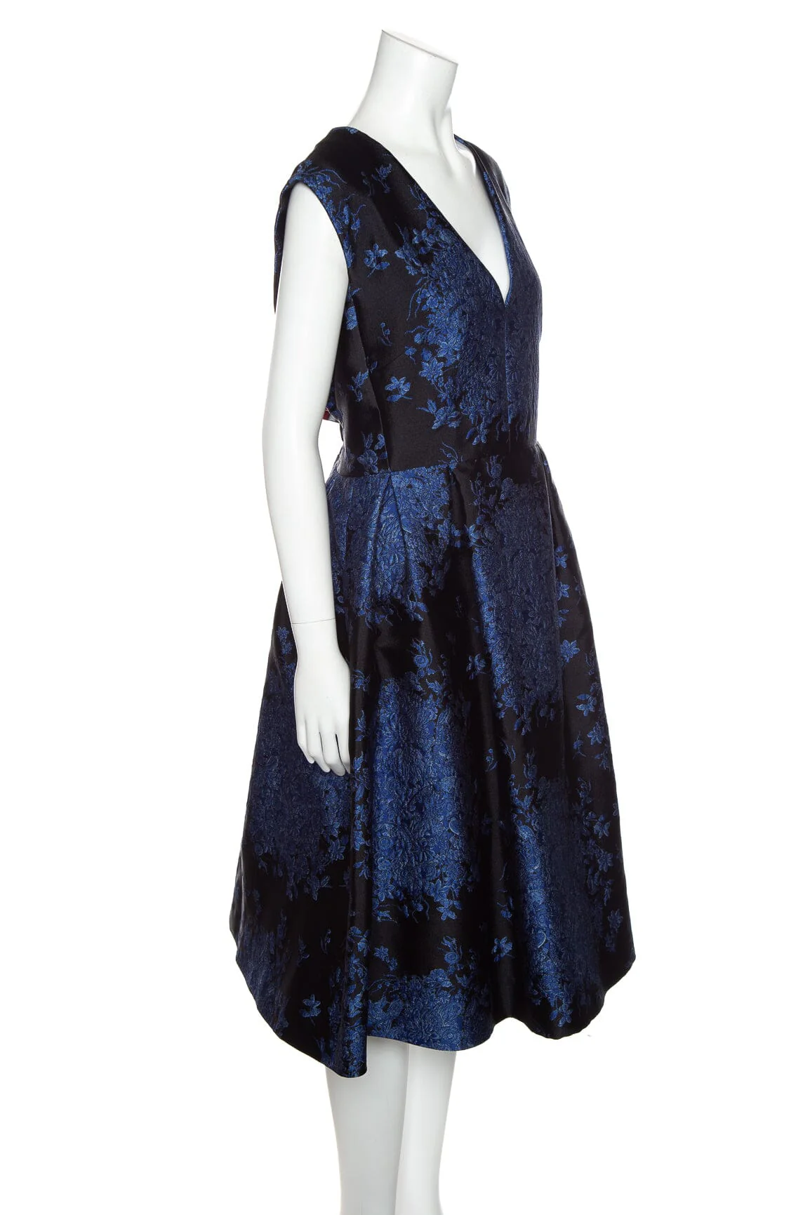 Valentino Black and Blue Floral Print Midi Dress SZ 46 - Image 2