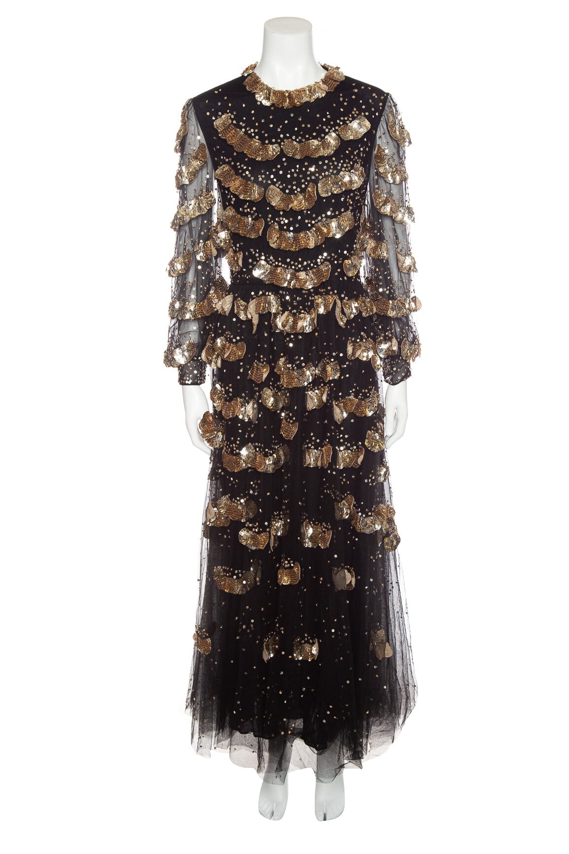 Valentino Black and Gold Tulle Dress SZ 12