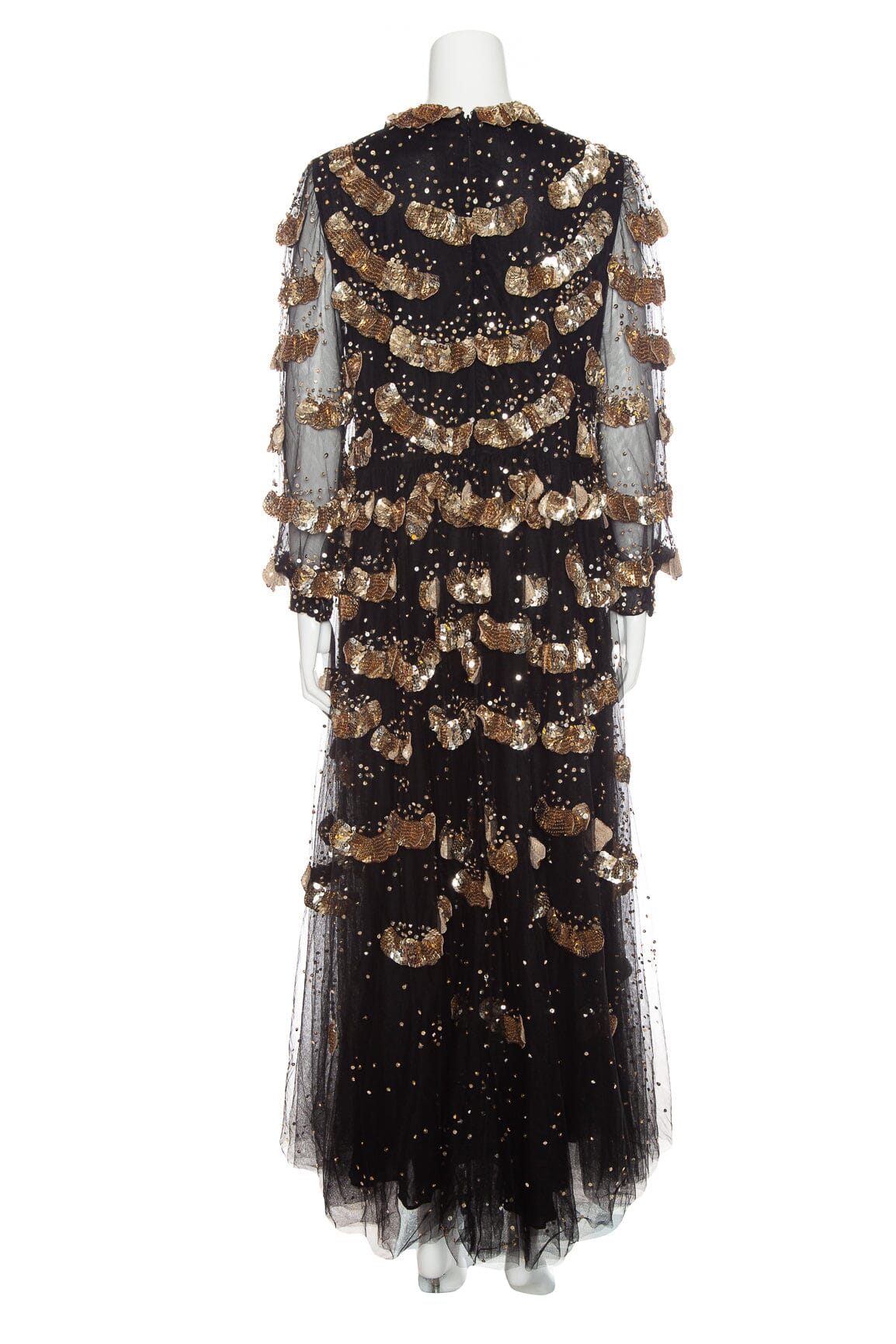 Valentino Black and Gold Tulle Dress SZ 12 - Image 3