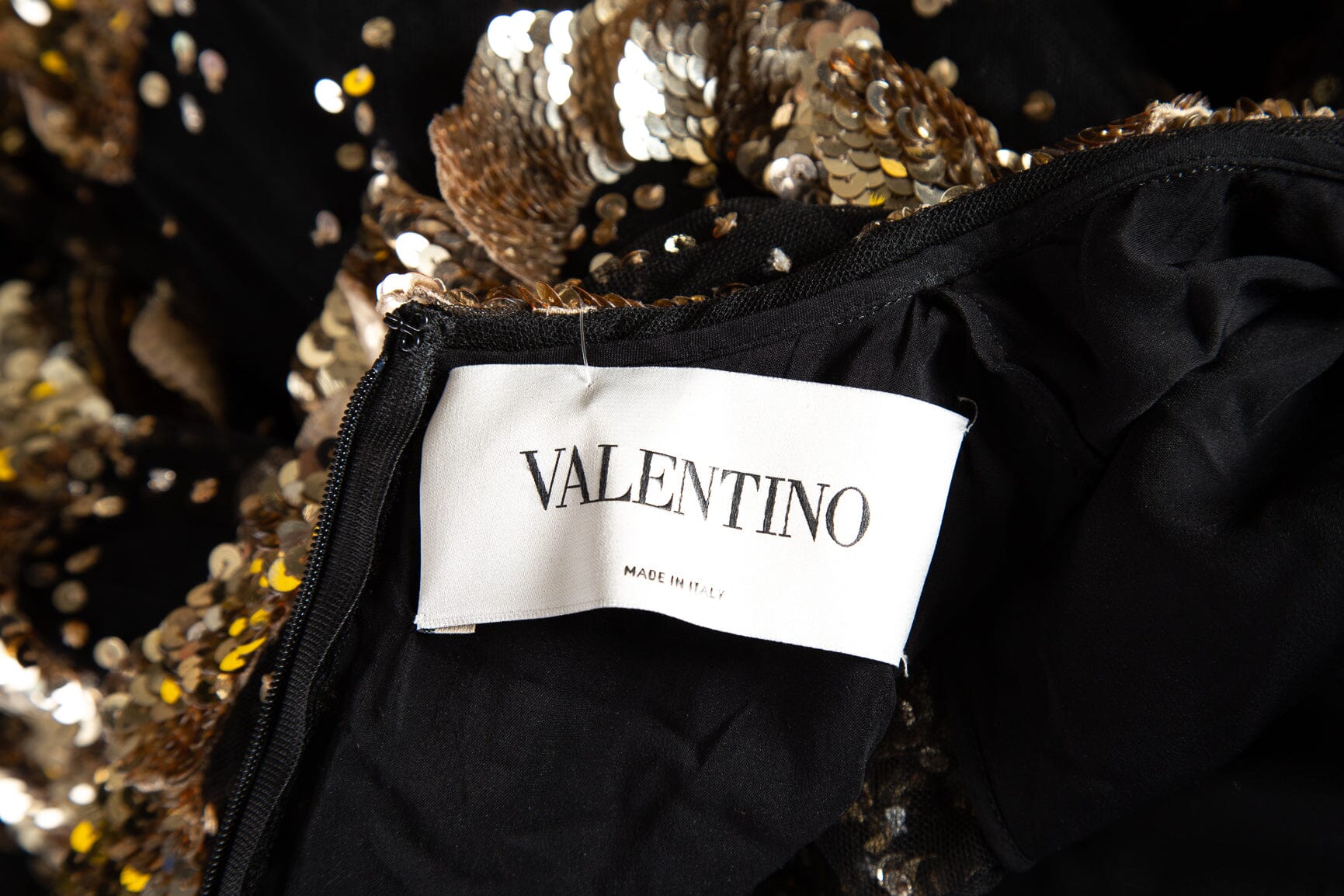 Valentino Black and Gold Tulle Dress SZ 12 - Image 4