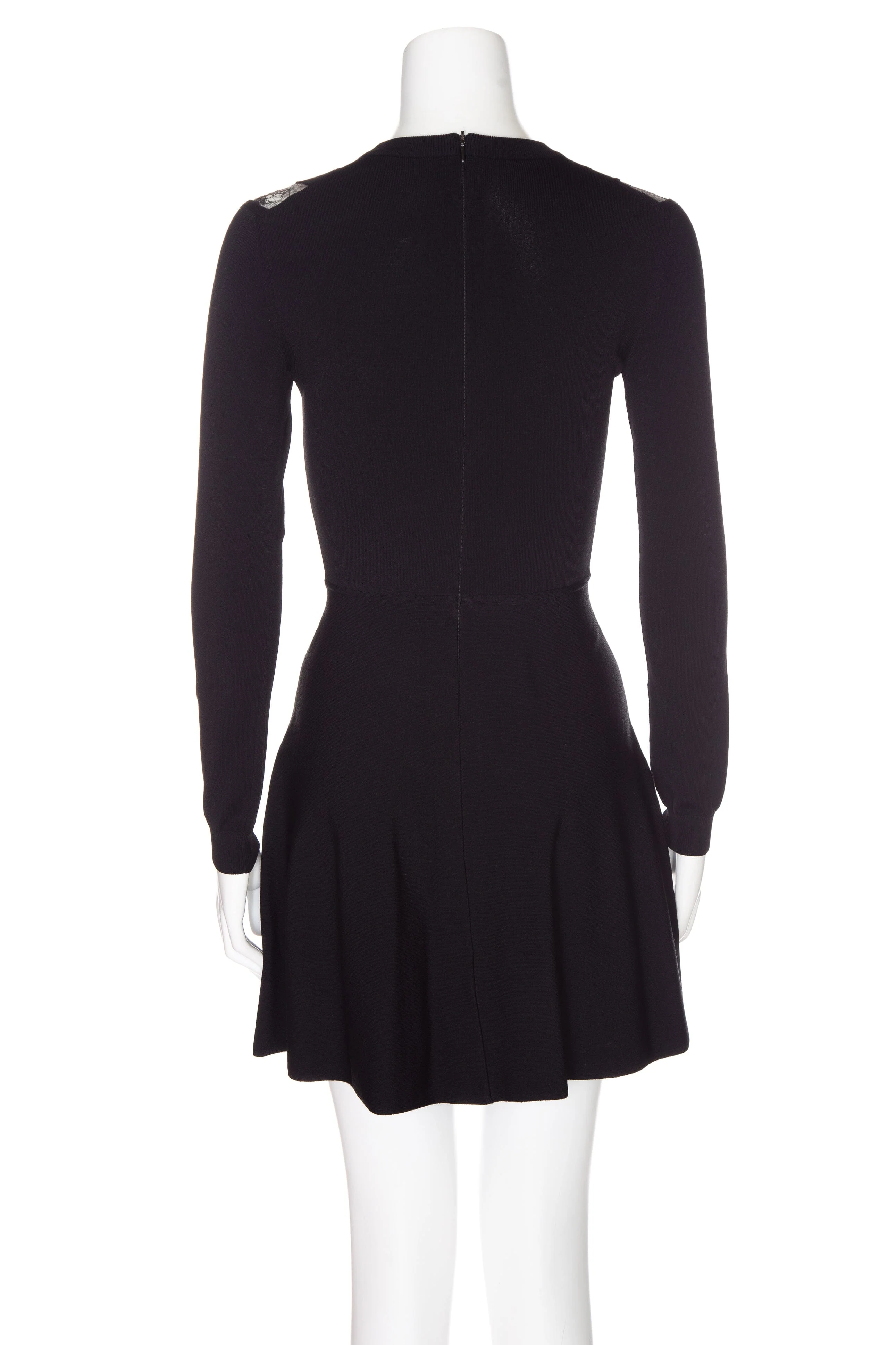 Valentino Black Stretch Knit and Lace Detail Dress SZ S - Image 3