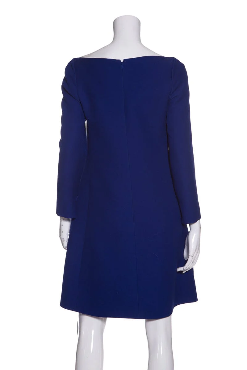 Valentino Blue Wool & Silk Blend Dress SZ 6 - Image 3