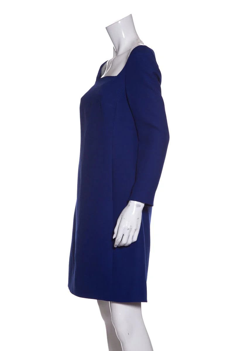Valentino Blue Wool & Silk Blend Dress SZ 6 - Image 4