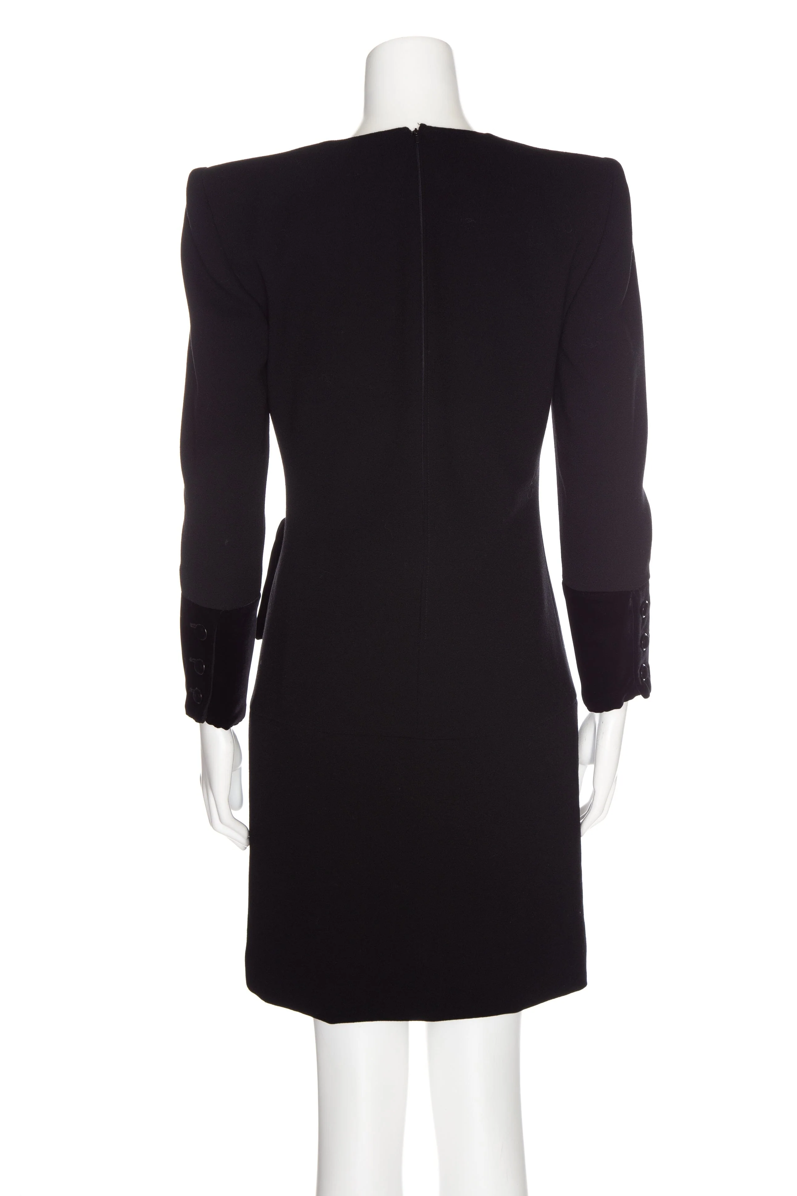 Valentino Boutique Black Ruched Velvet Detail Dress SZ 6 - Image 3