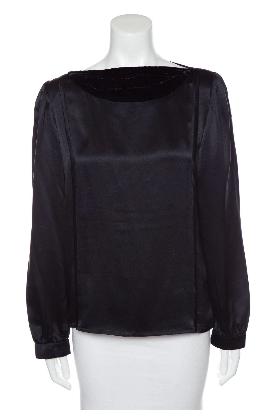 Valentino Boutique Black Silk Long Sleeve Blouse SZ M
