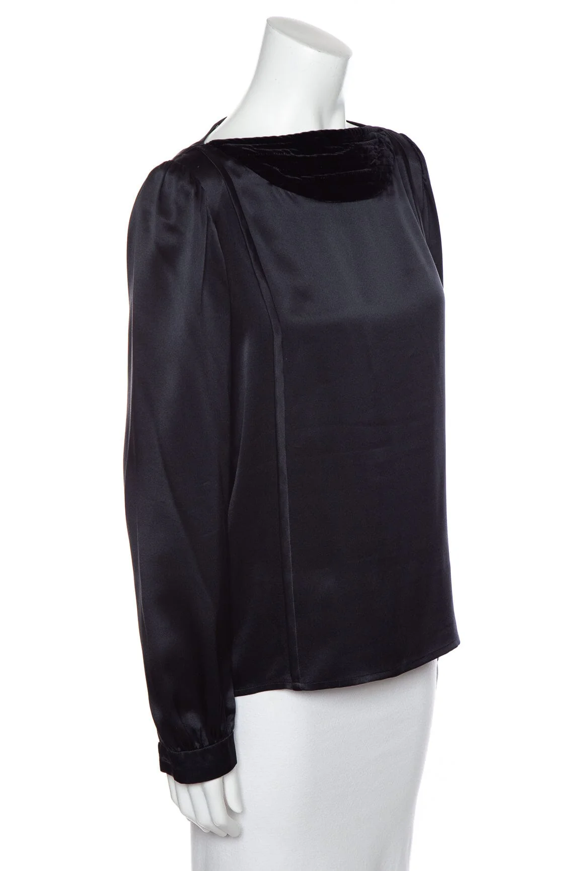Valentino Boutique Black Silk Long Sleeve Blouse SZ M - Image 2