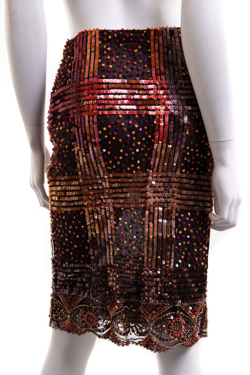 Valentino Brown Embellished Skirt - Image 3