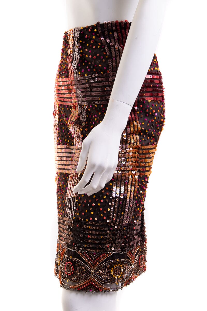 Valentino Brown Embellished Skirt - Image 4