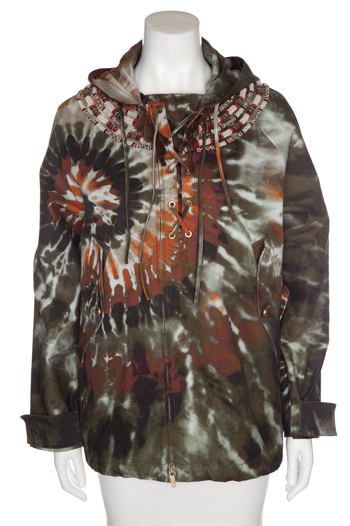 Valentino Green Tie-Dye Beaded Trim Jacket SZ 4
