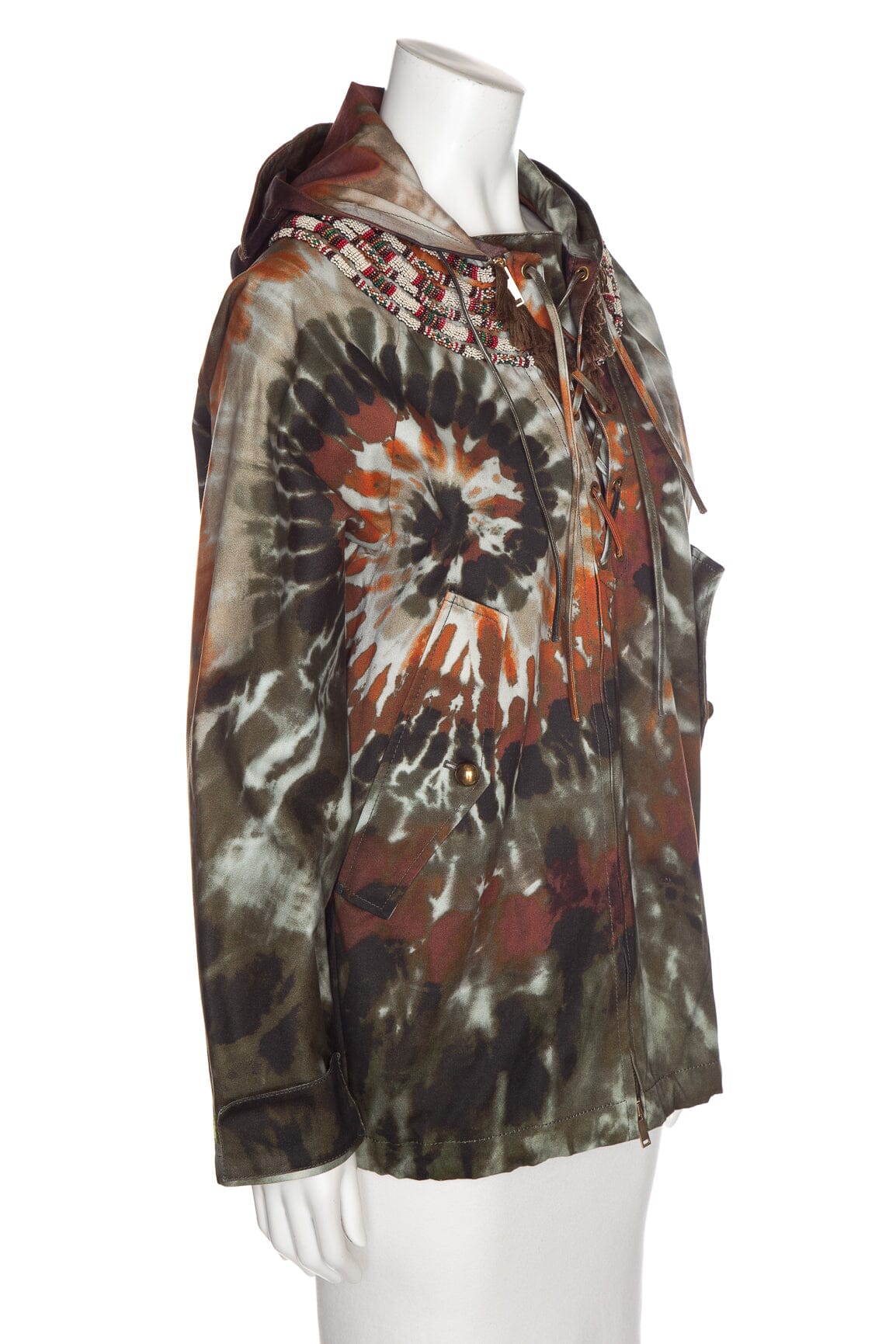 Valentino Green Tie-Dye Beaded Trim Jacket SZ 4 - Image 2