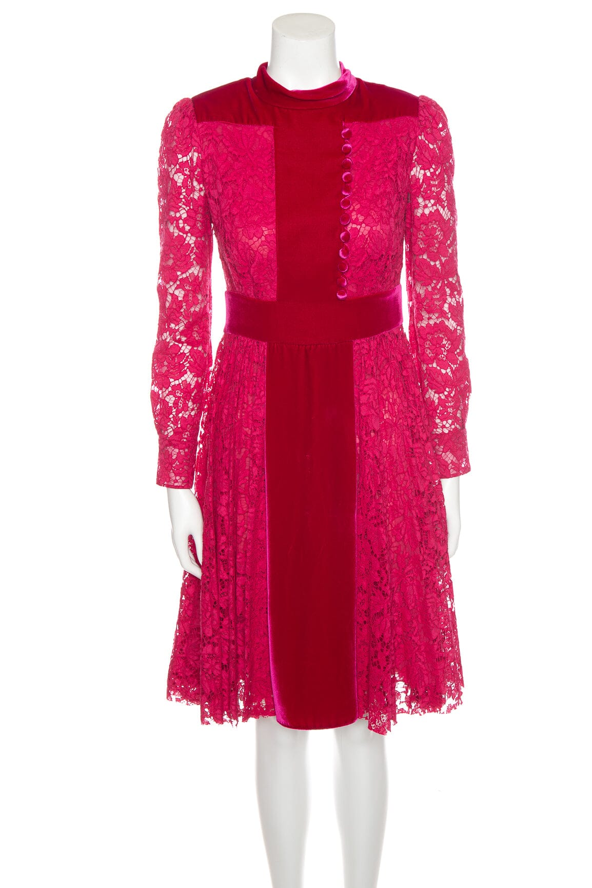 Valentino Hot Pink Lace & Velvet Dress SZ S
