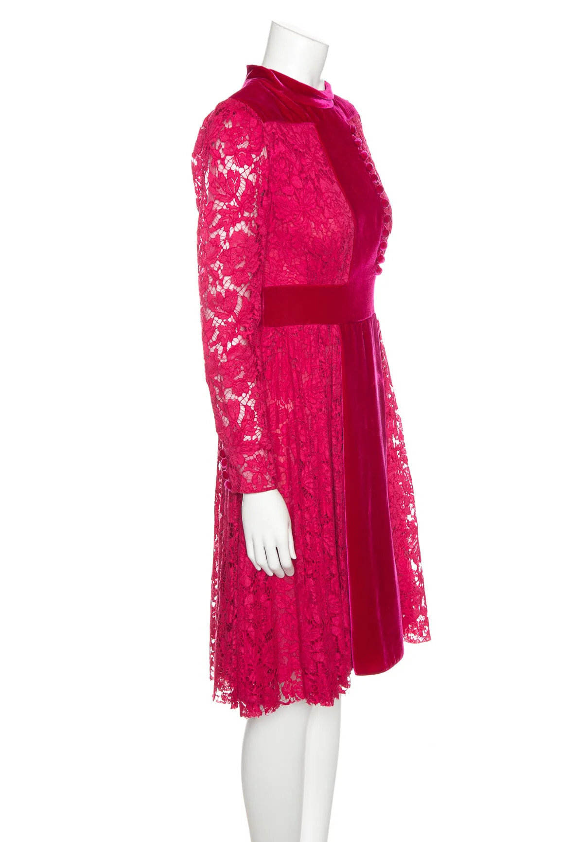 Valentino Hot Pink Lace & Velvet Dress SZ S - Image 2