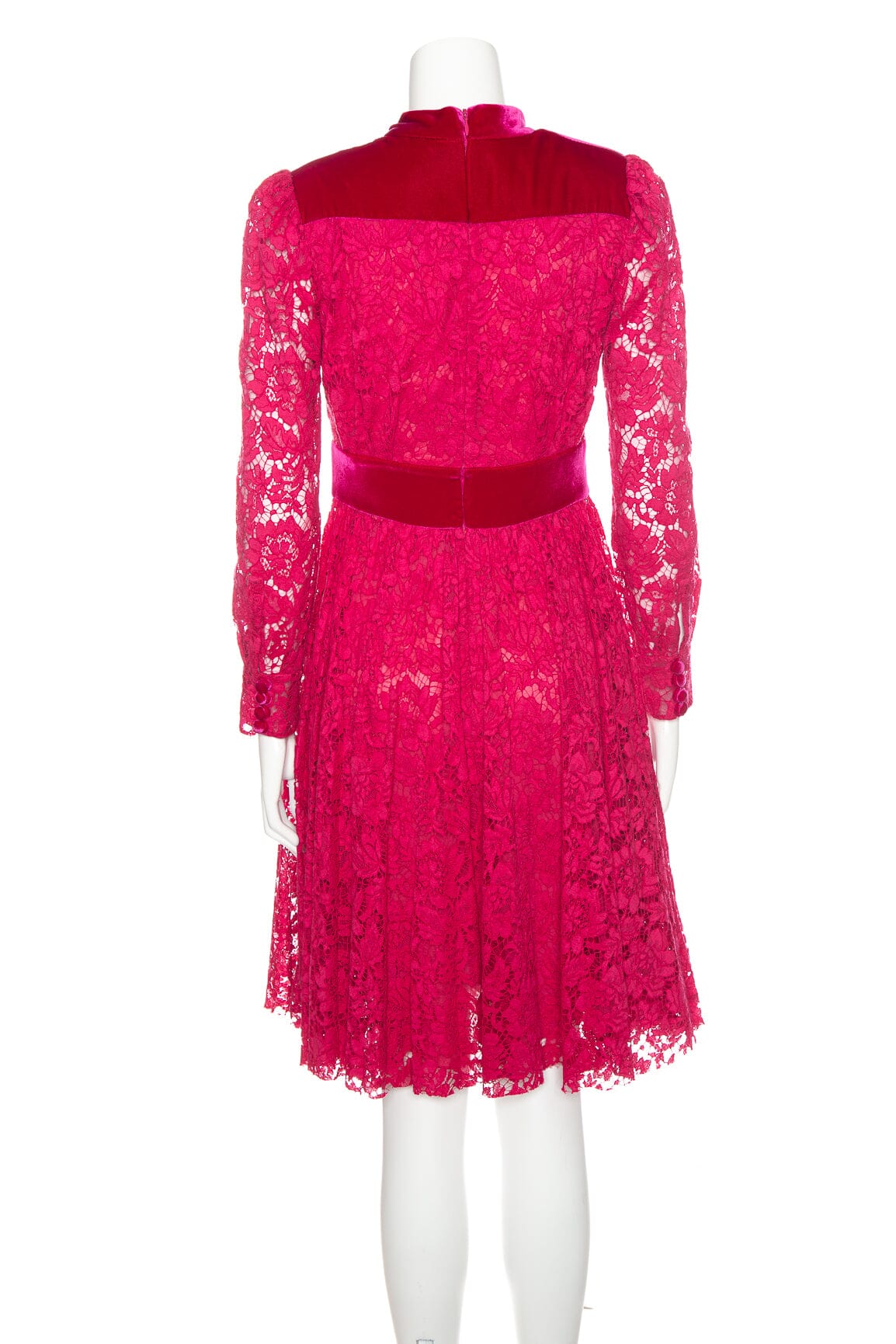 Valentino Hot Pink Lace & Velvet Dress SZ S - Image 3