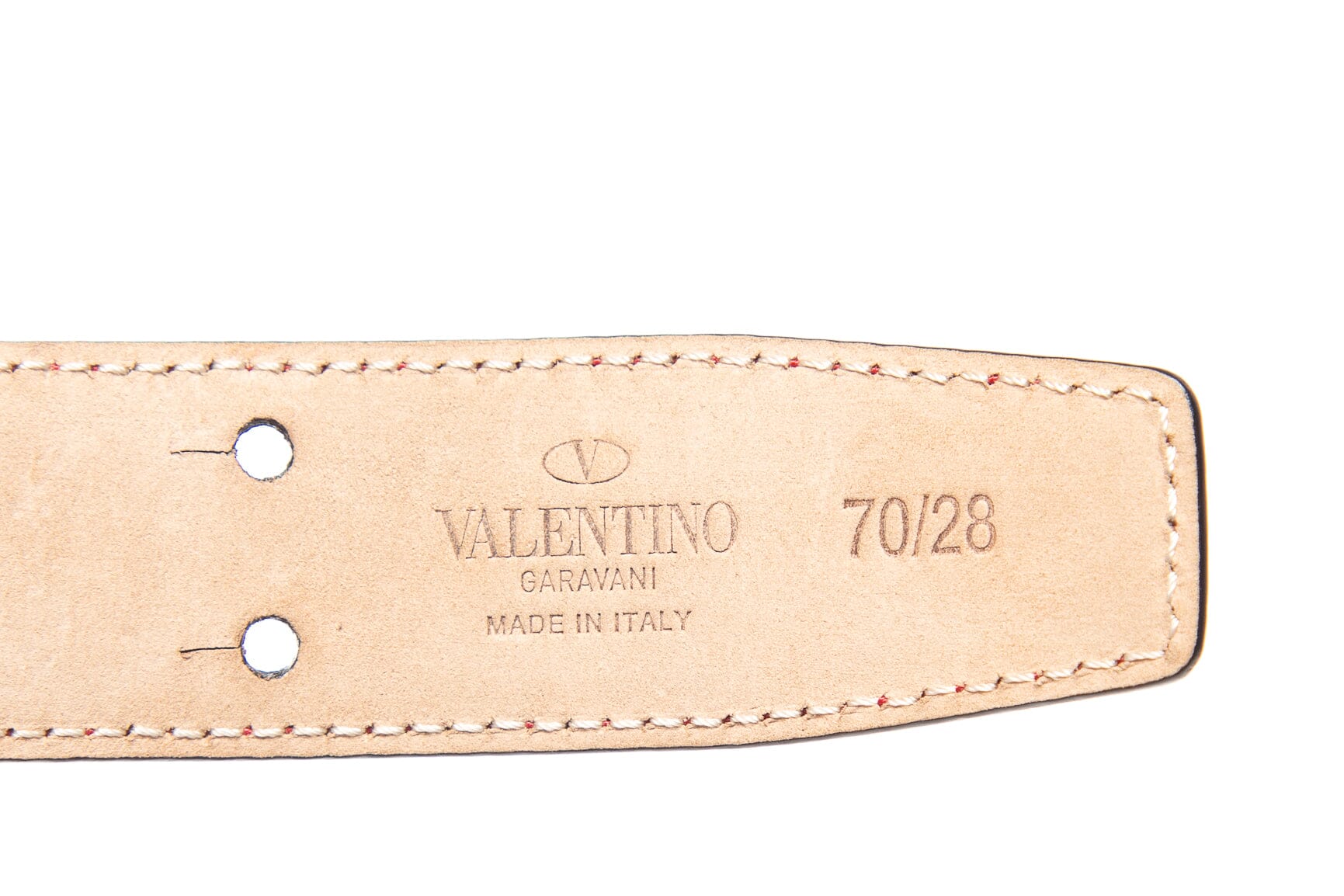 Valentino Red Leather Gold Stud Belt SZ 70/28 - Image 3