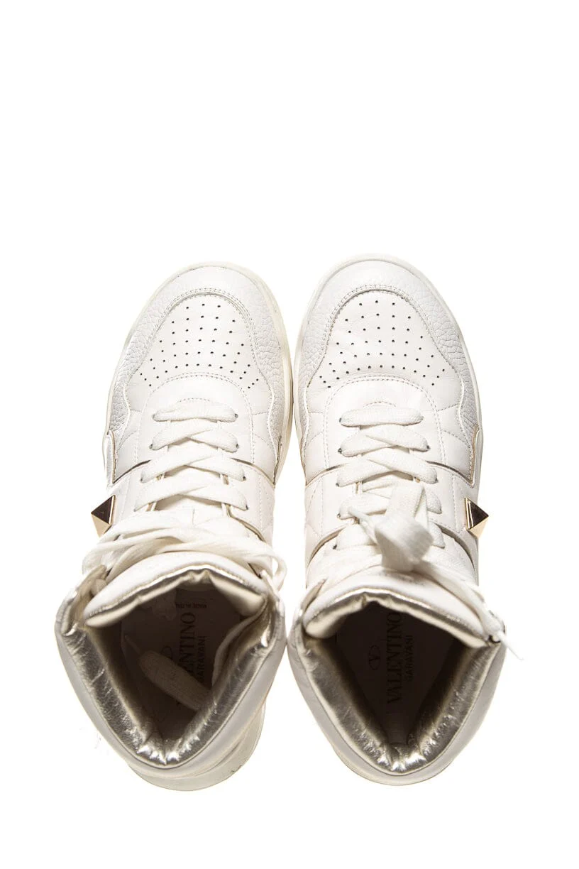 Valentino White Lace Up High Top Sneakers SZ 41 - Image 2
