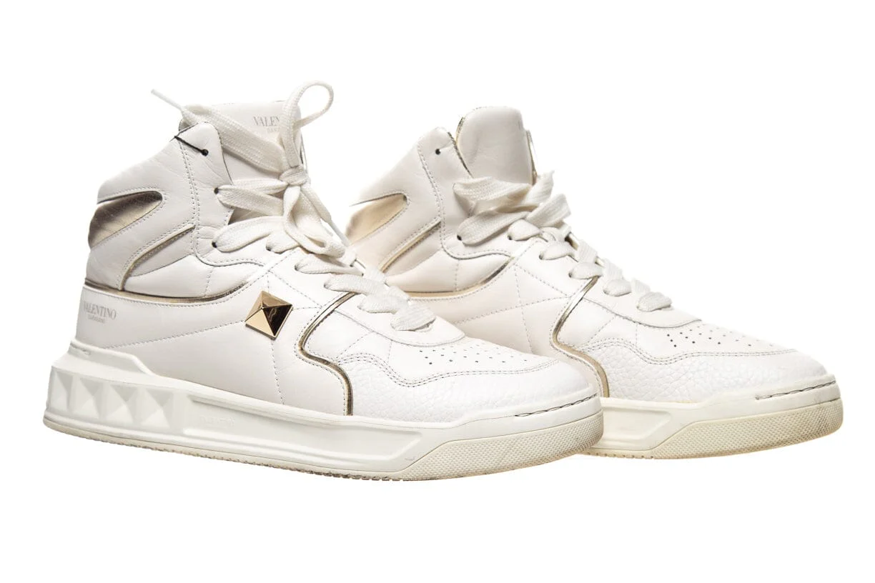 Valentino White Lace Up High Top Sneakers SZ 41 - Image 3