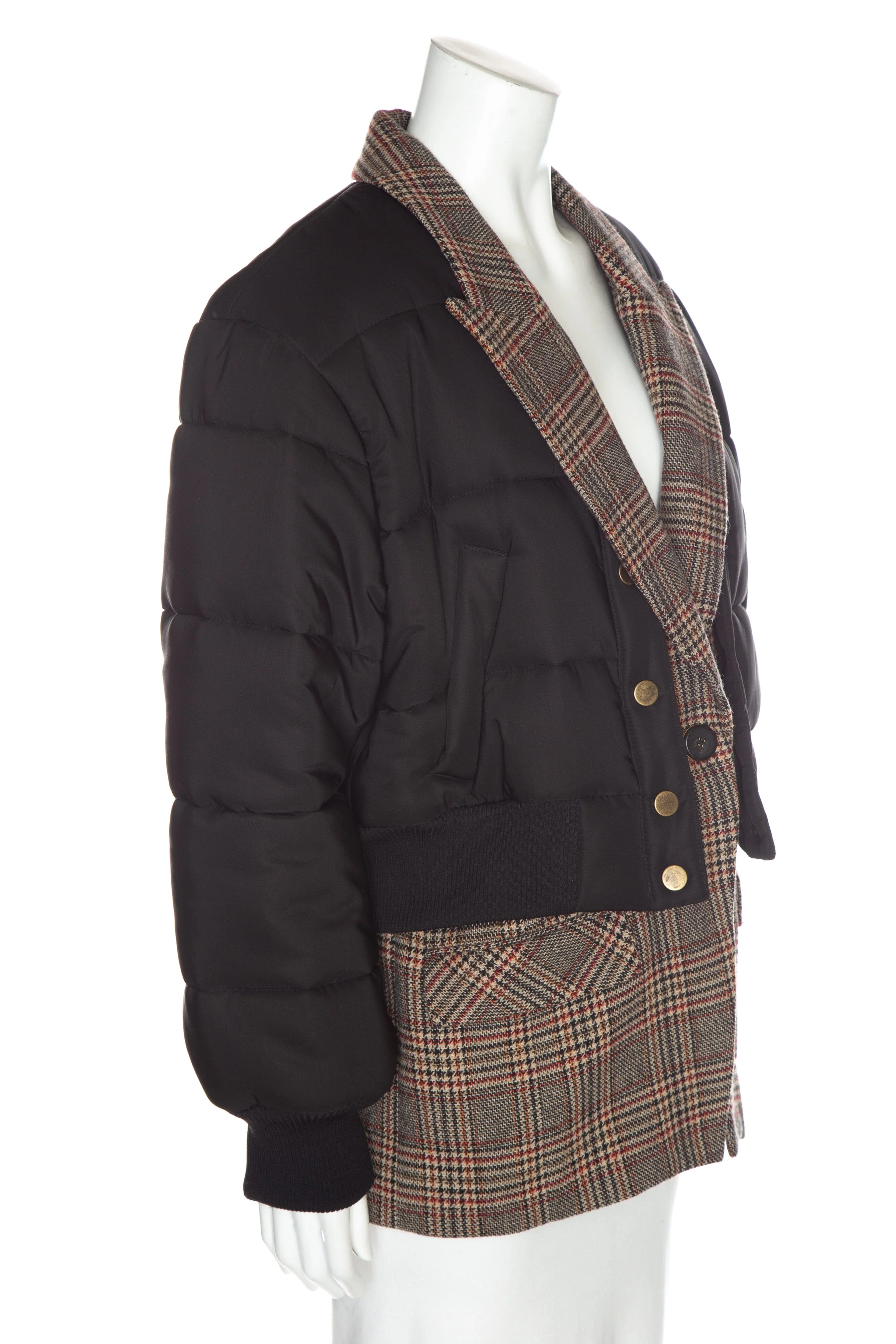 Veronica Beard Black Plaid Puffer and Blazer Style Coat SZ 12 - Image 2