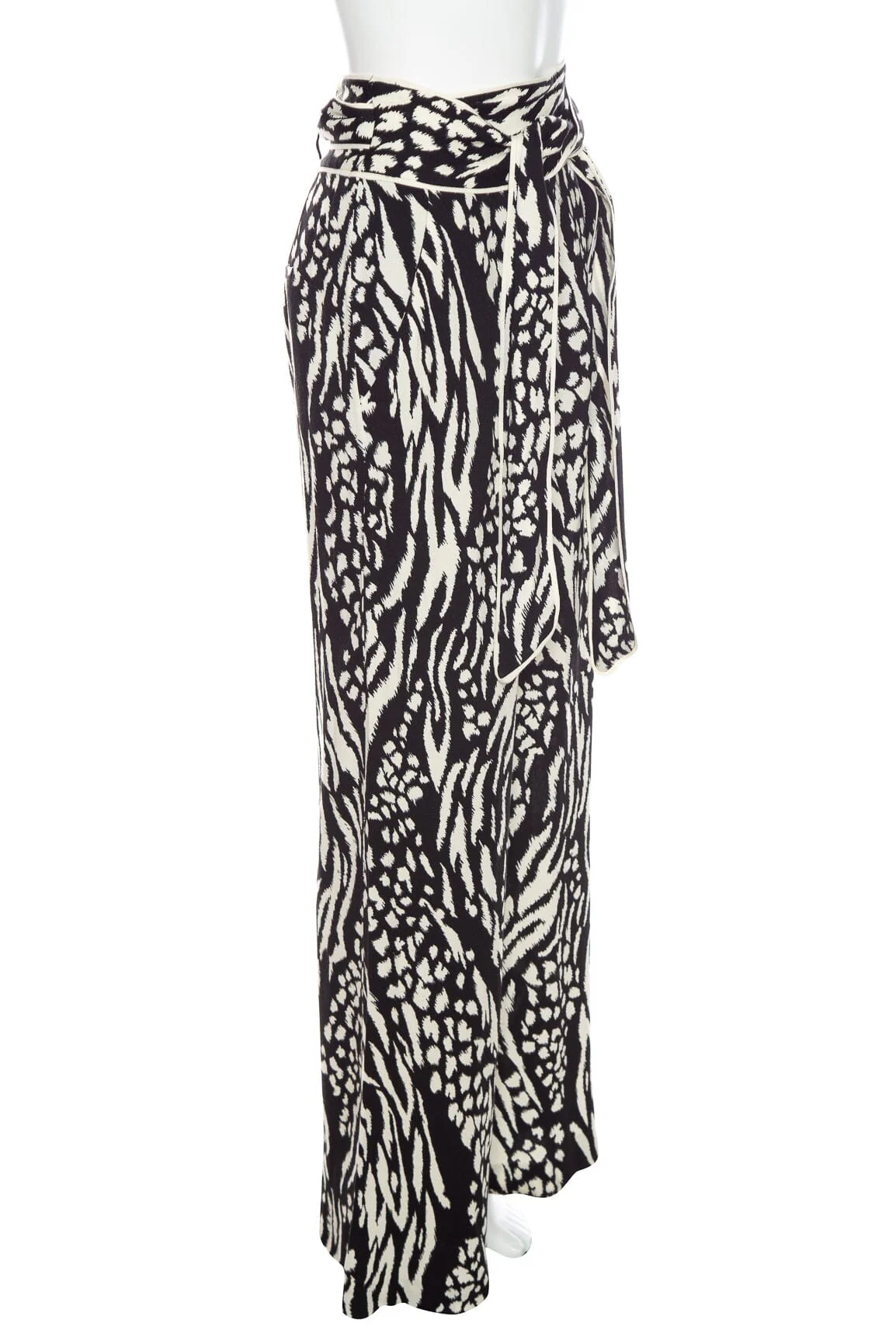 Veronica Beard Cream and Black Animal Print Pant SZ 2 - Image 2